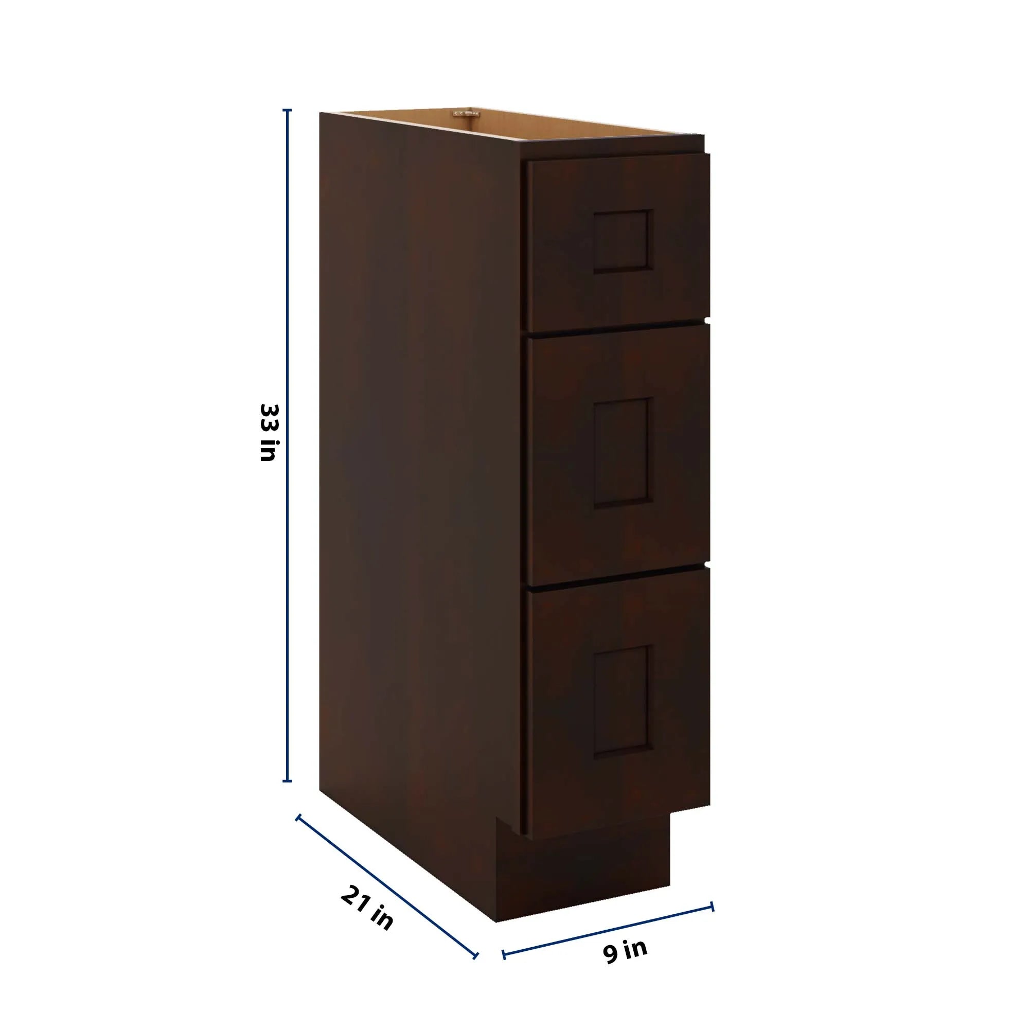 J&K Java Coffee S1 Vanity 3 Drawer Base 09" W x 33" H x 21" D