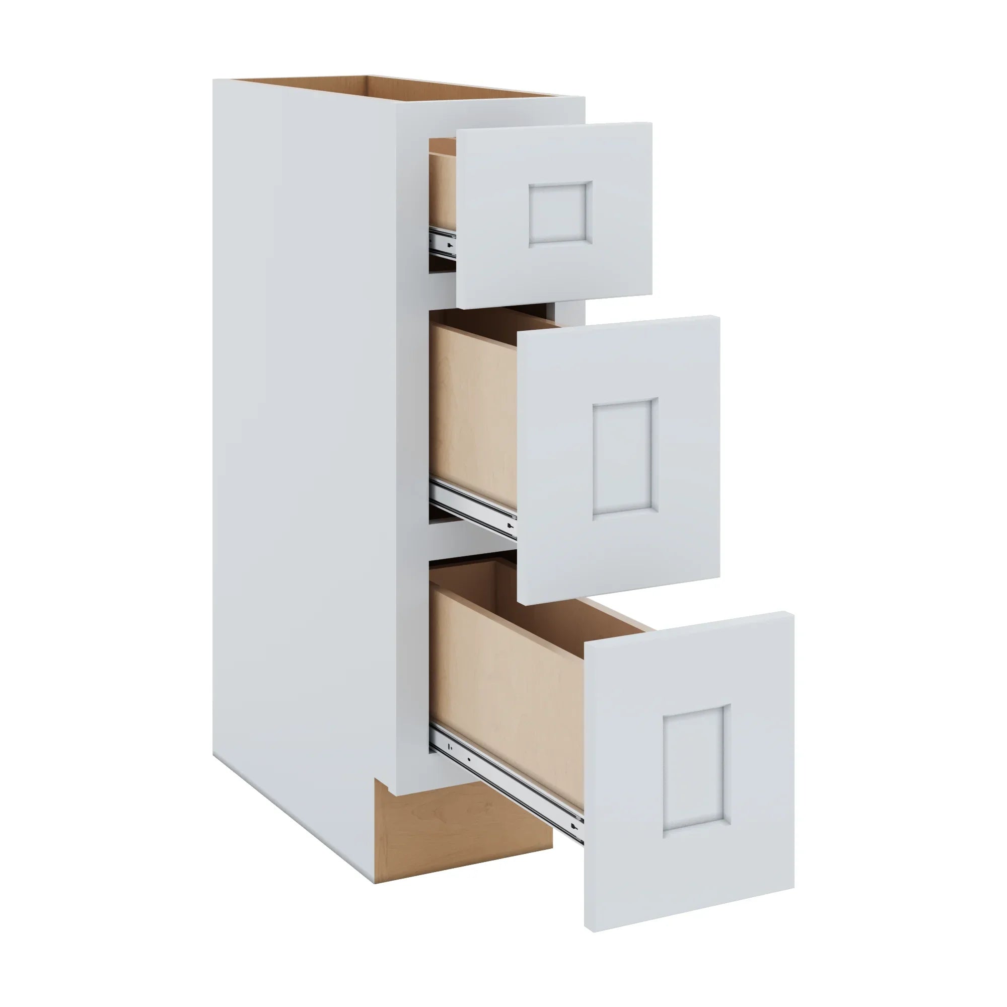 J&K White Shaker S8 Vanity 3 Drawer Base 09" W x 33" H x 21" D