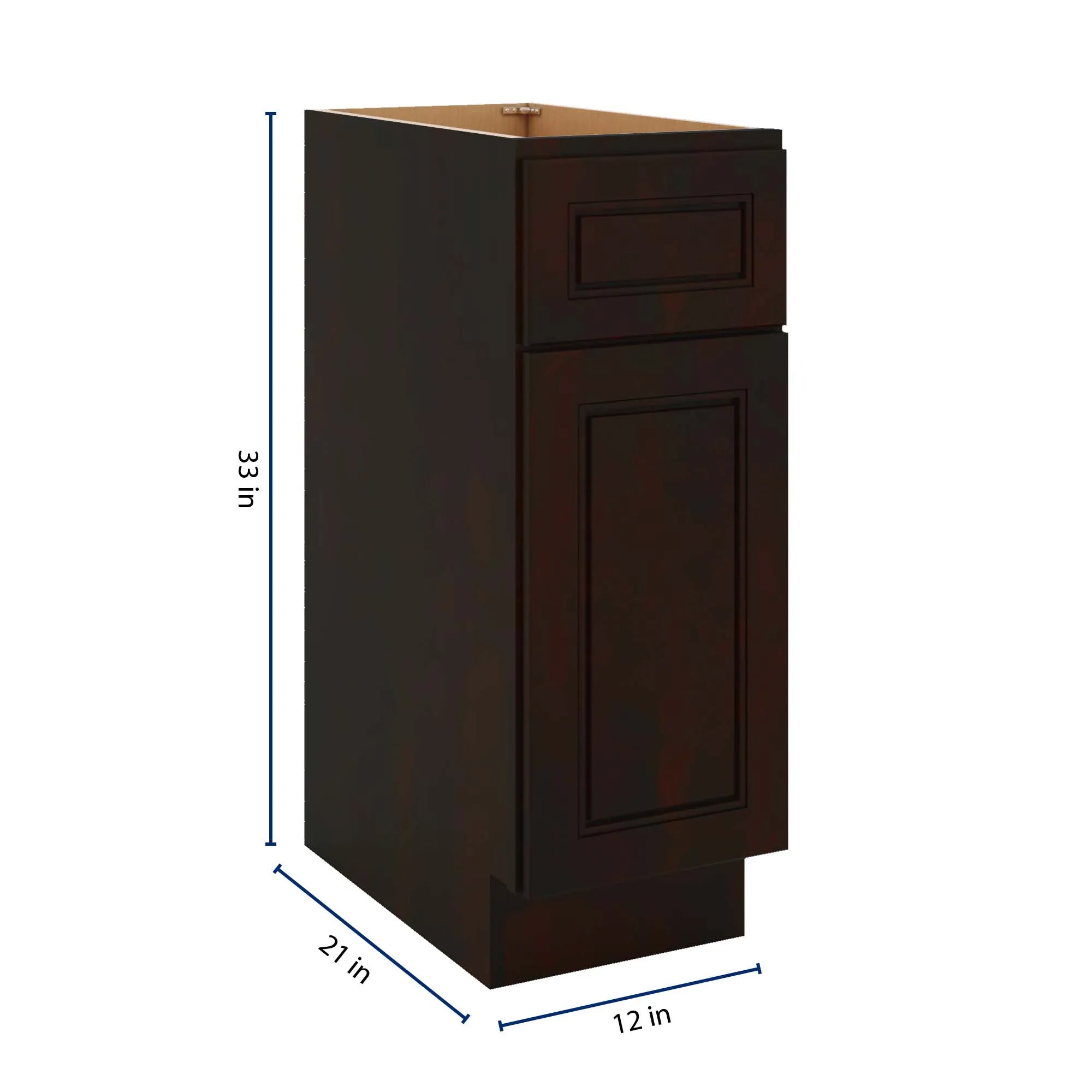 J&K Espresso K8 Vanity Base Door/Drawer 12" W x 33" H x 21" D