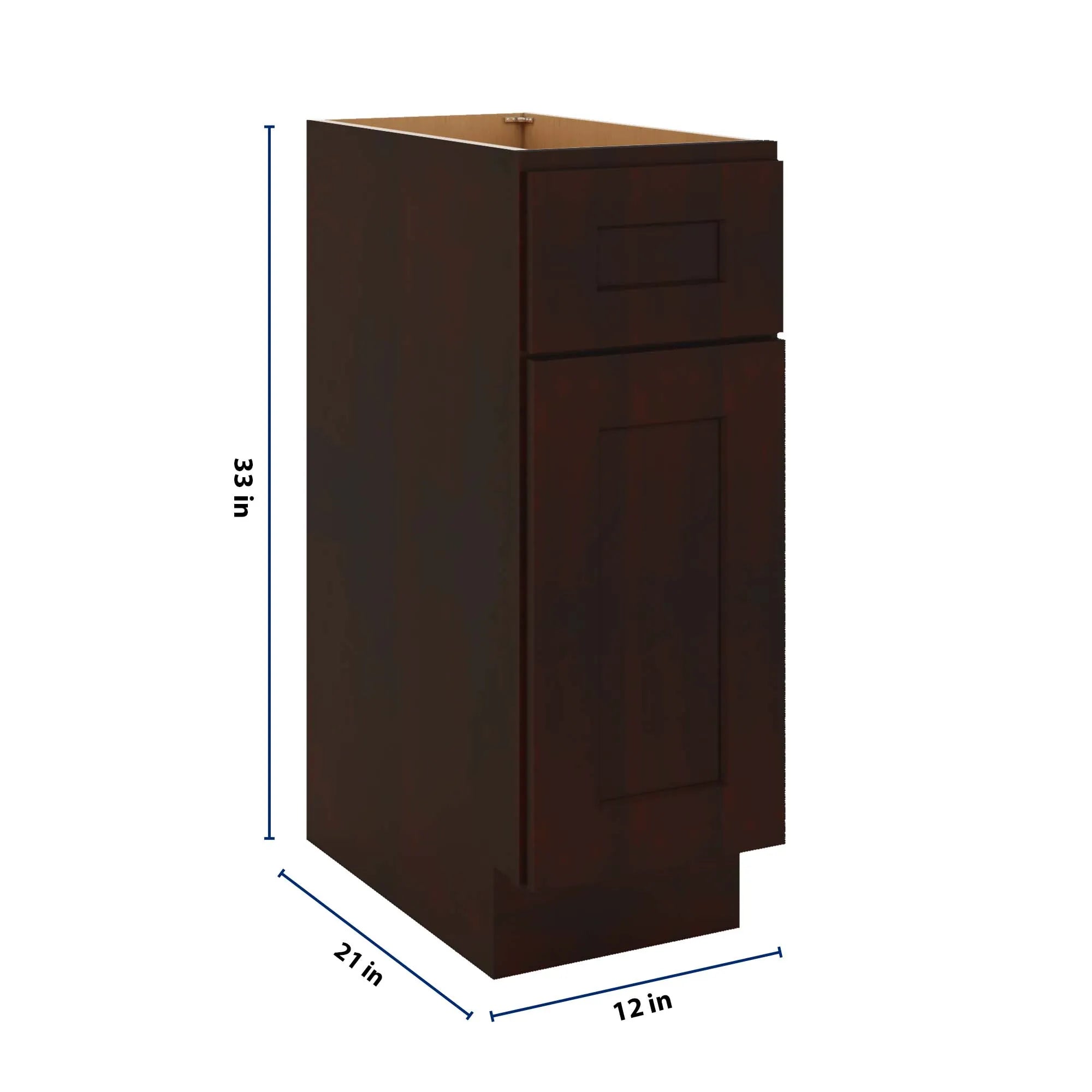 J&K Java Coffee S1 Vanity Base Door/Drawer 12" W x 33" H x 21" D