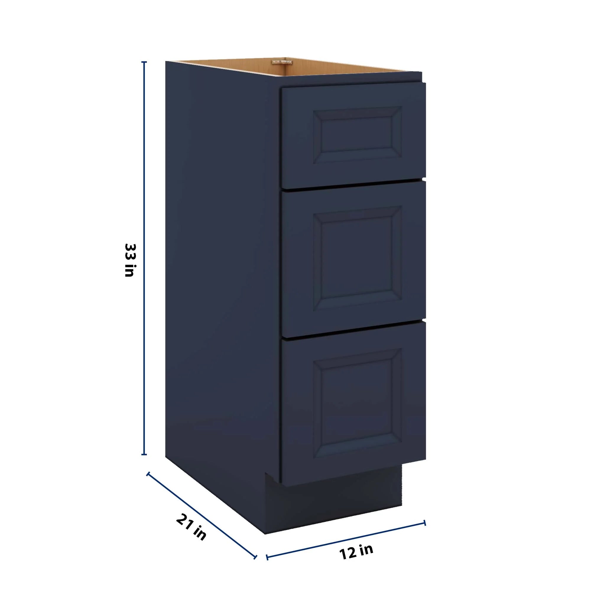 J&K Naval B7 Vanity 3 Drawer Base 12" W x 33" H x 21" D