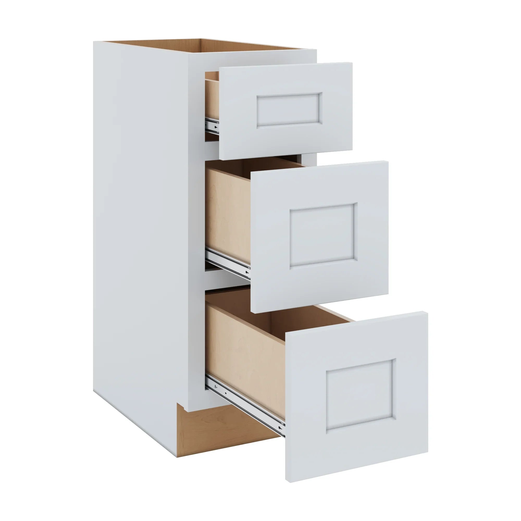 J&K White Shaker S8 Vanity 3 Drawer Base 12" W x 33" H x 21" D