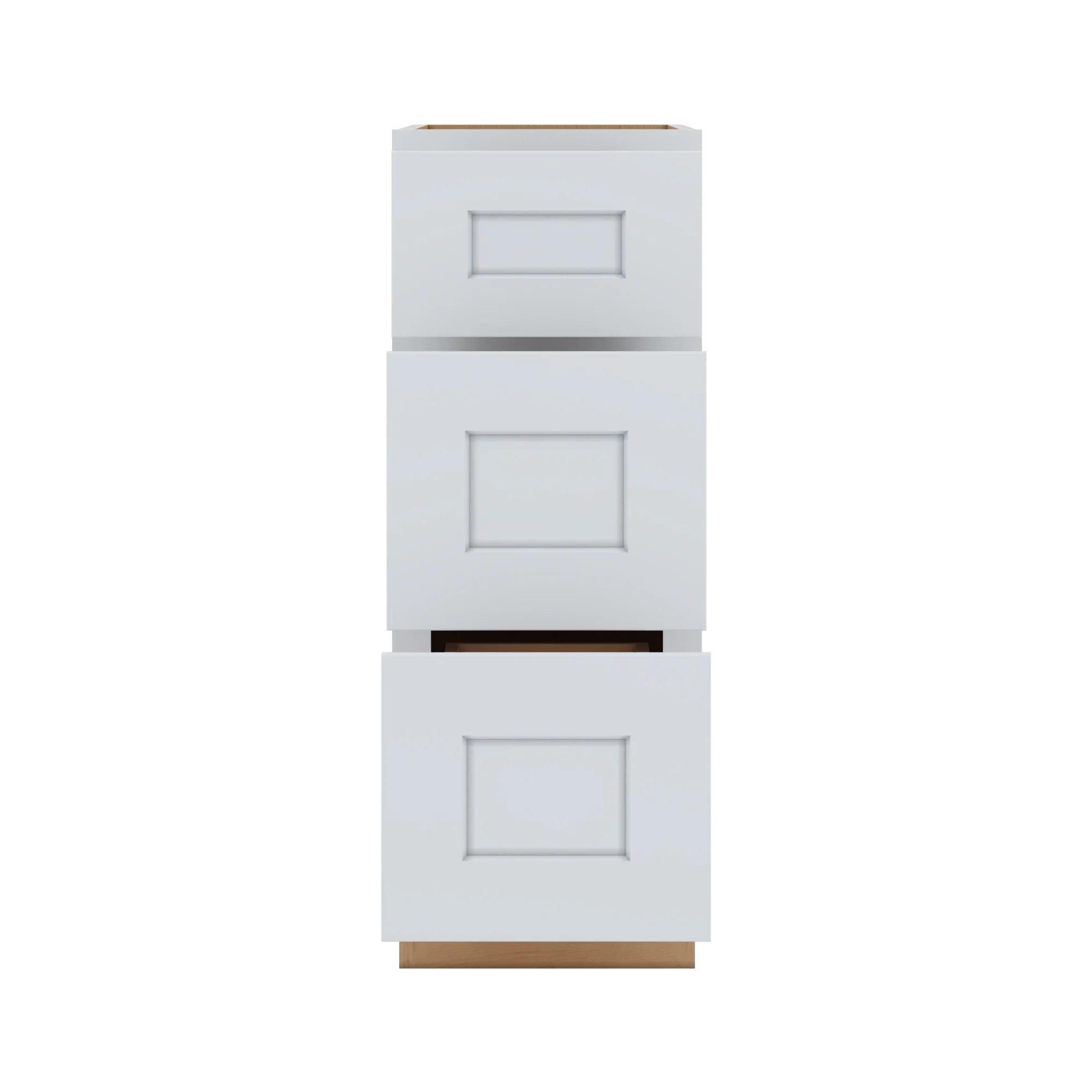 J&K White Shaker S8 Vanity 3 Drawer Base 12" W x 33" H x 21" D