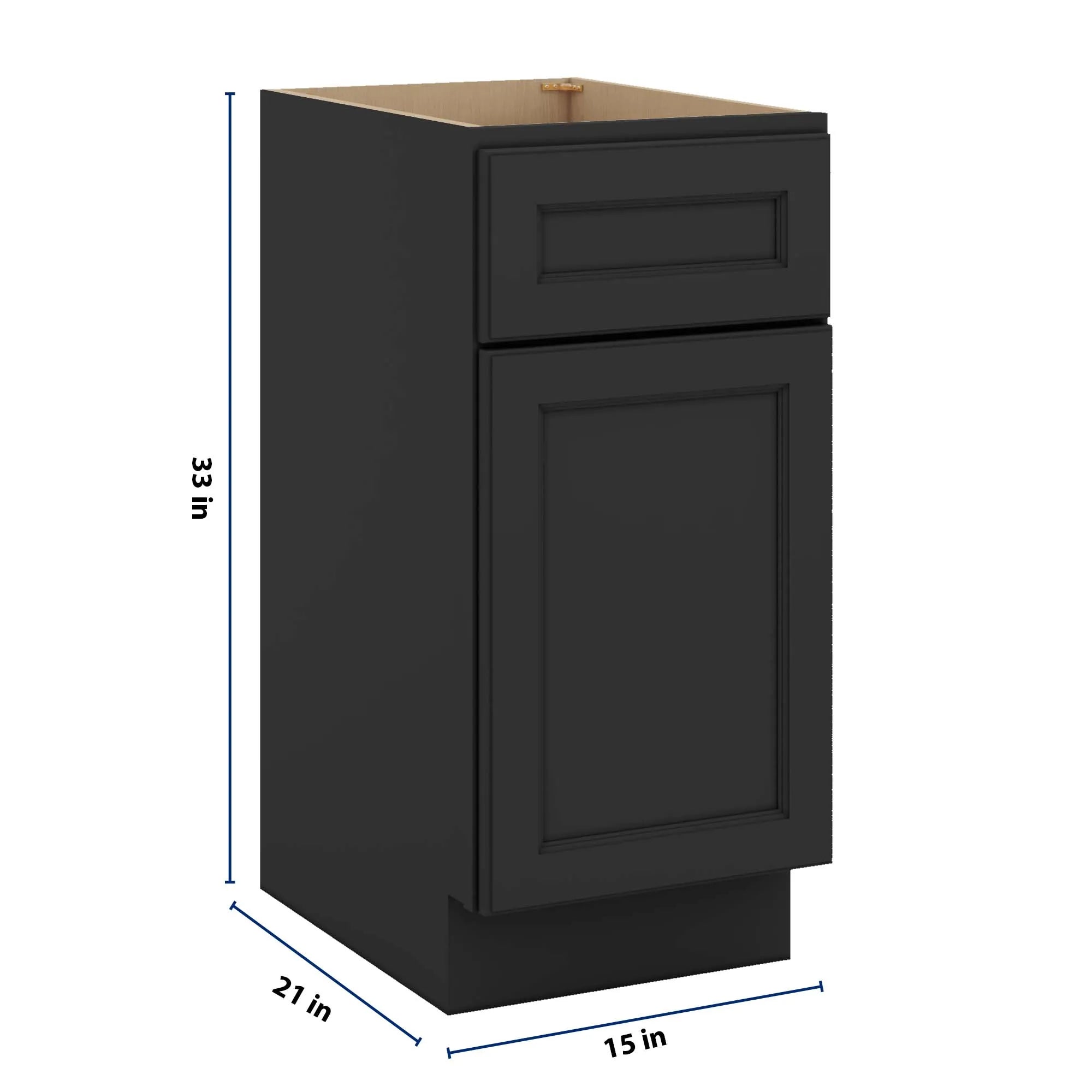 J&K Charcoal E2 Vanity Base Door/Drawer 15" W x 33" H x 21" D