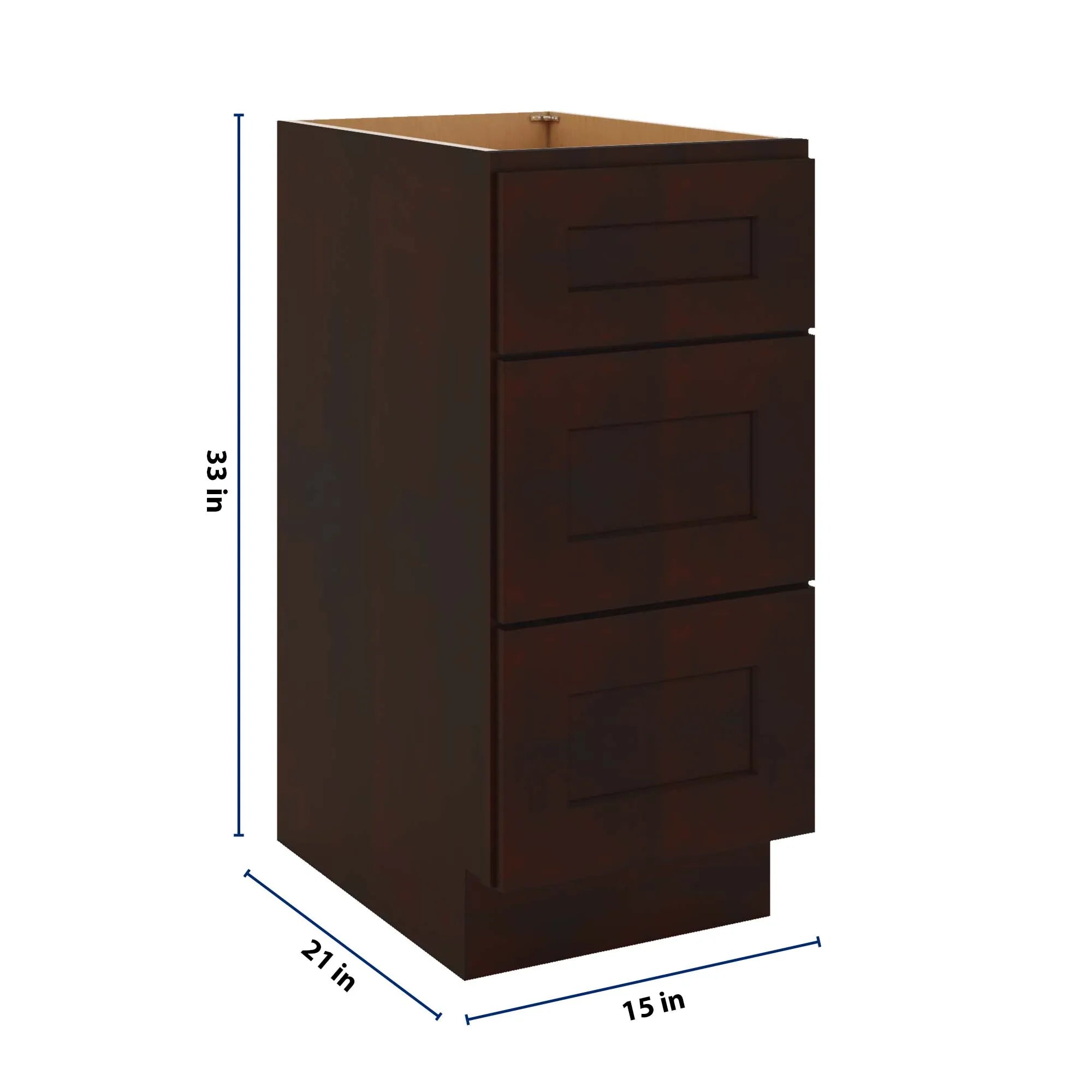 J&K Java Coffee S1 Vanity 3 Drawer Base 15" W x 33" H x 21" D