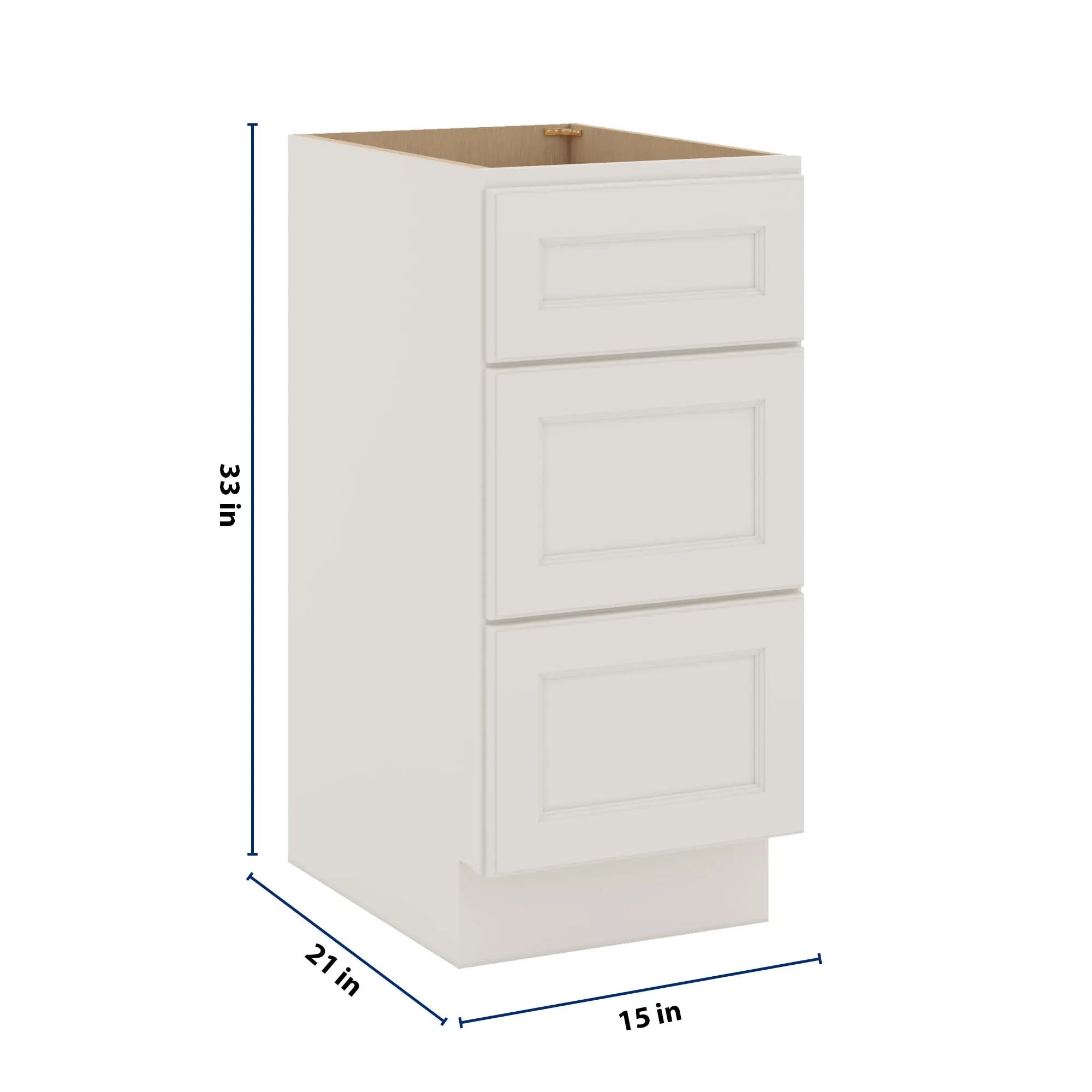 J&K Dove E1 Vanity 3 Drawer Base 15" W x 33" H x 21" D