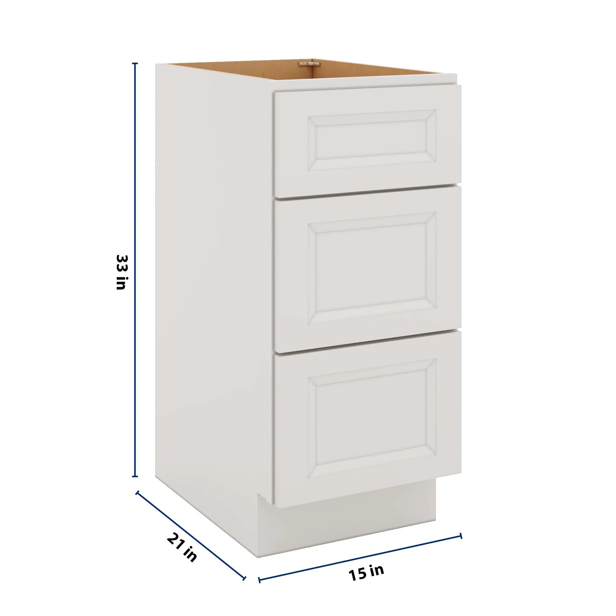 J&K Pure B5 Vanity 3 Drawer Base 15" W x 33" H x 21" D
