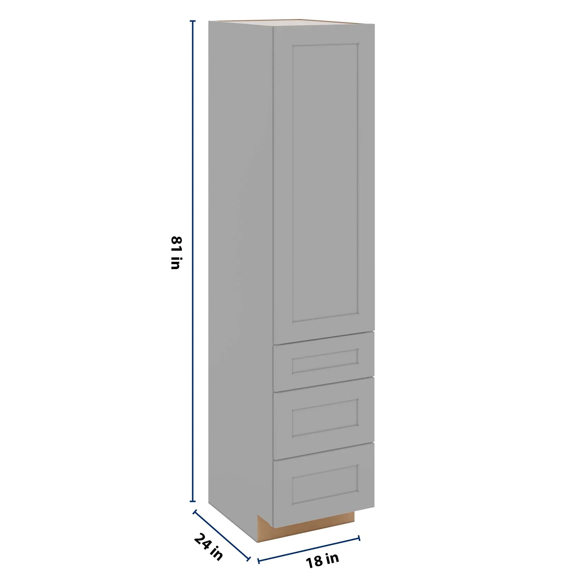 J&K Castle Grey S5 Vanity Linen with bottom Drawers 18" W x 81" H x 24" D