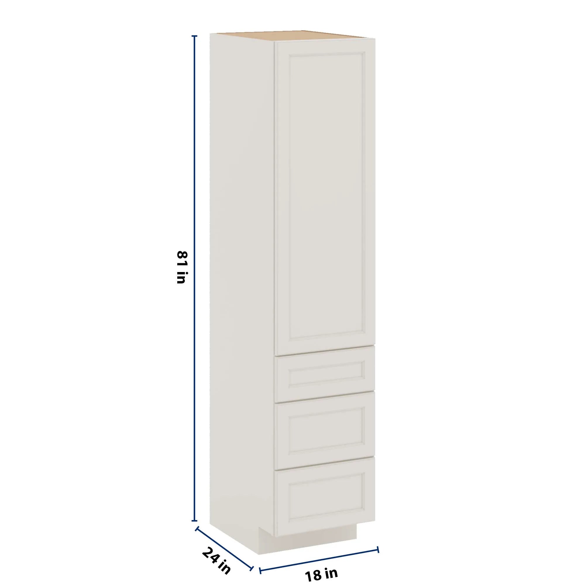 J&K Dove E1 Vanity Linen with bottom Drawers 18" W x 81" H x 24" D