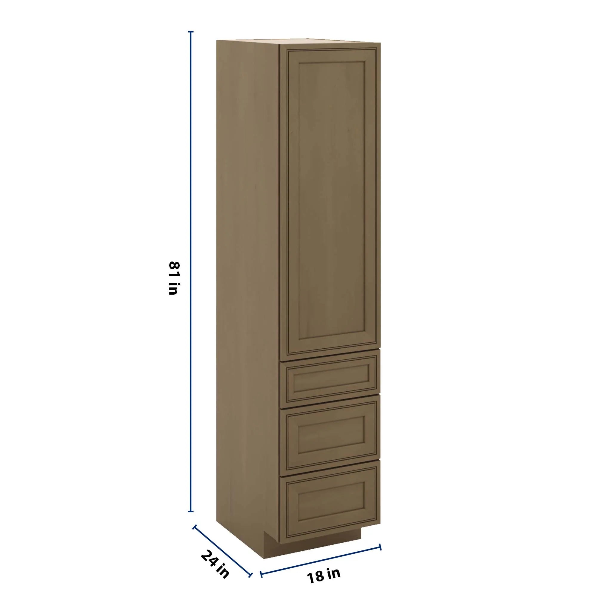 J&K Hazel H8 Vanity Linen with bottom Drawers 18" W x 81" H x 24" D