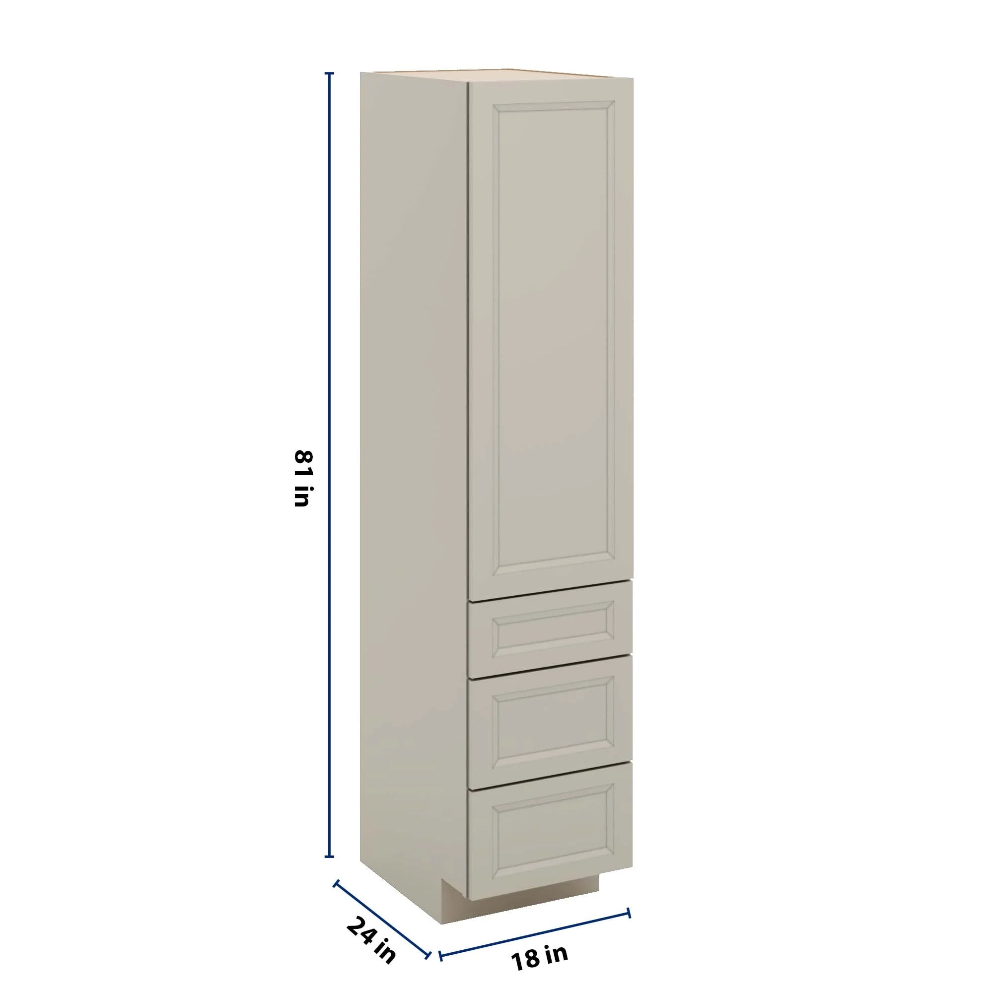 J&K Pebble B6 Vanity Linen with bottom Drawers 18" W x 81" H x 24" D
