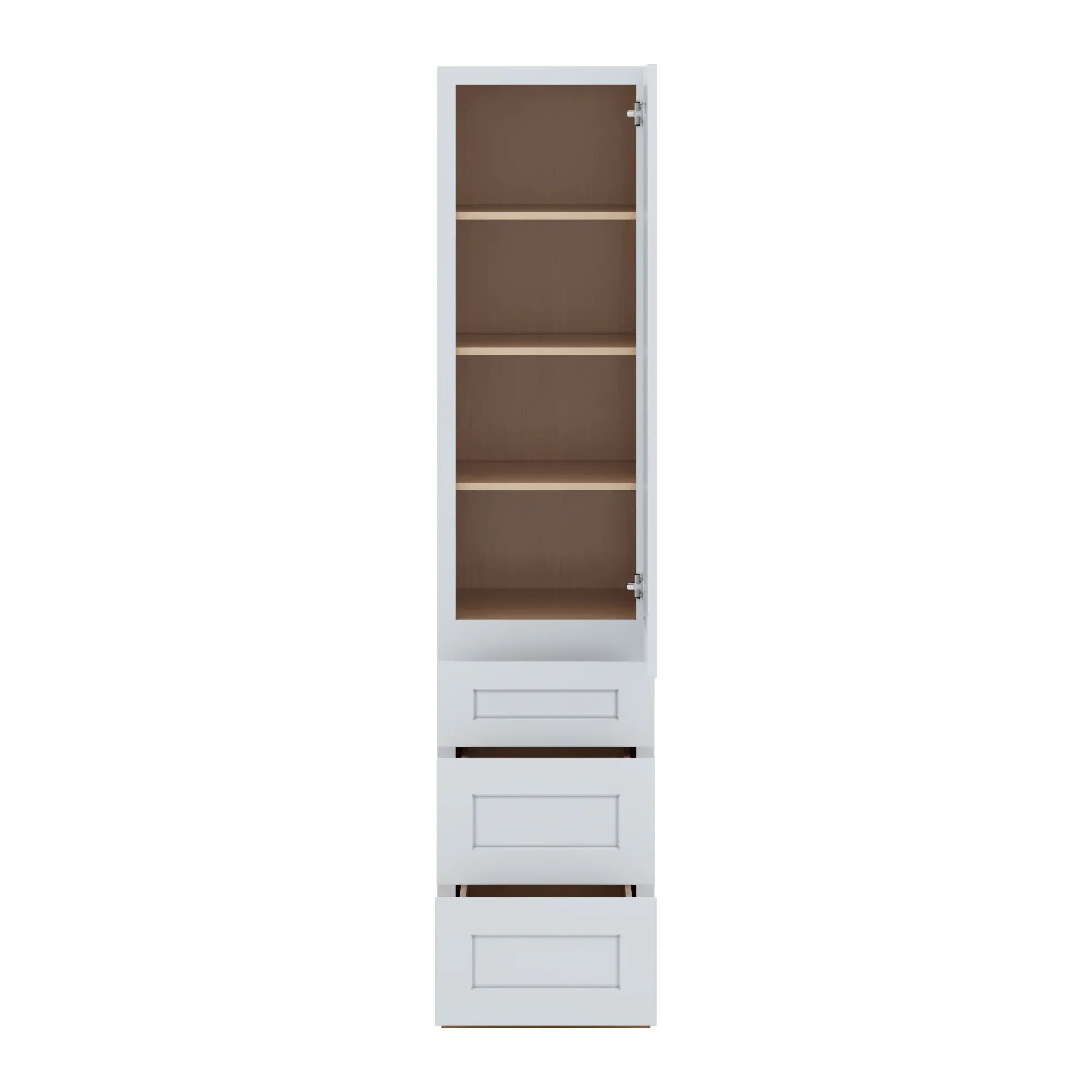 J&K White Shaker S8 Vanity Linen with bottom Drawers 18" W x 81" H x 24" D