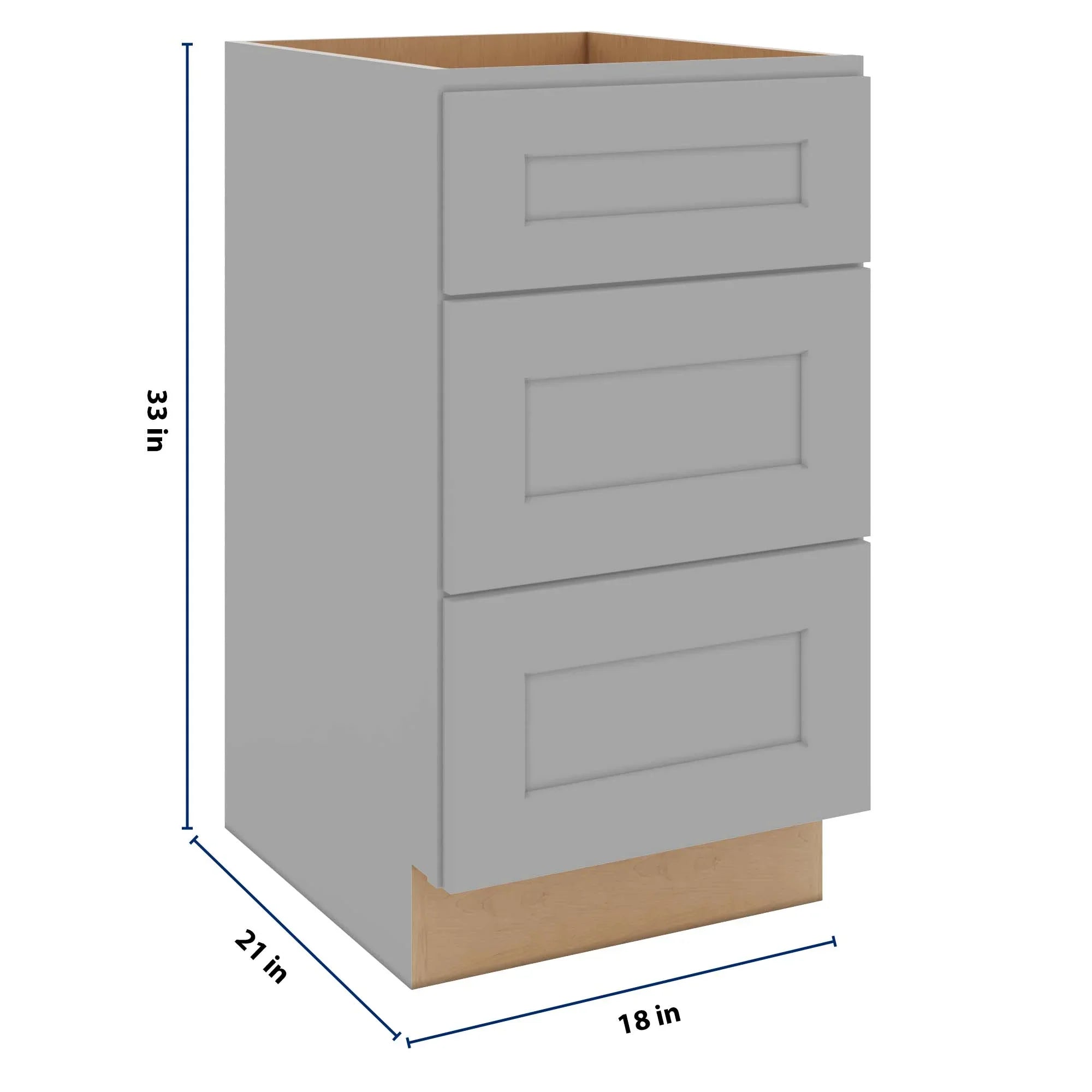 J&K Castle Grey S5 Vanity 3 Drawer Base 18" W x 33" H x 21" D