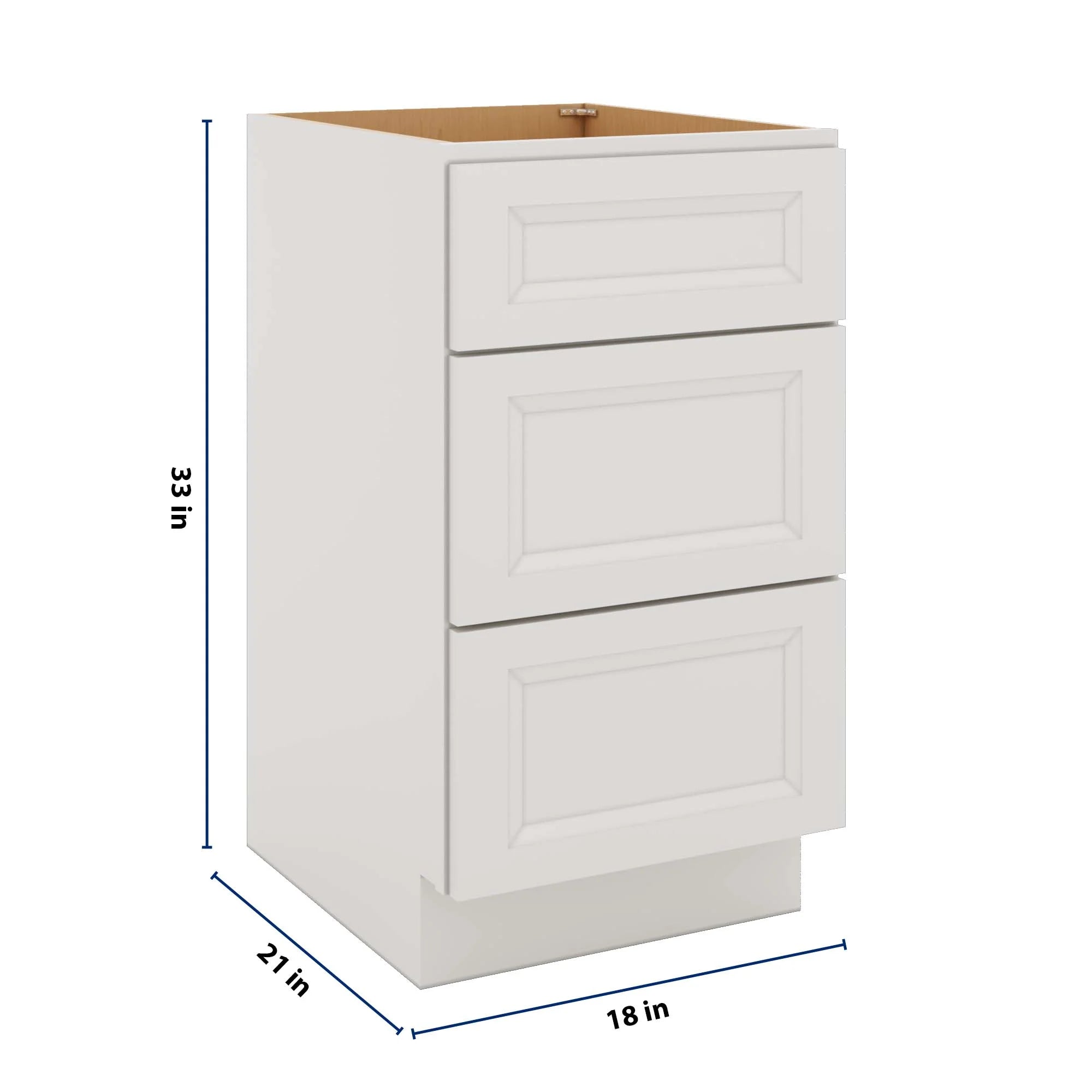 J&K Pure B5 Vanity 3 Drawer Base 18" W x 33" H x 21" D