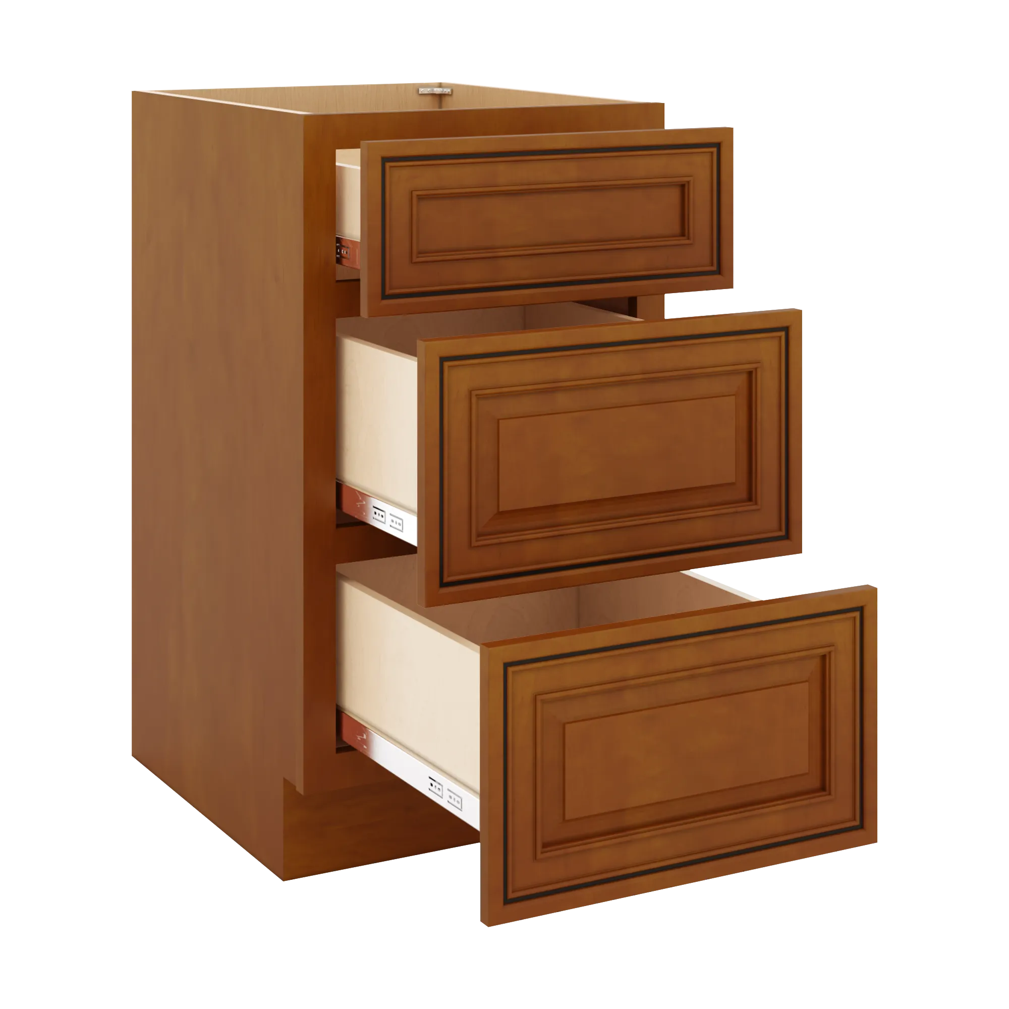 j k mocha glazed k10 vanity 3 drawer base 18 w x 33 h x 21 d