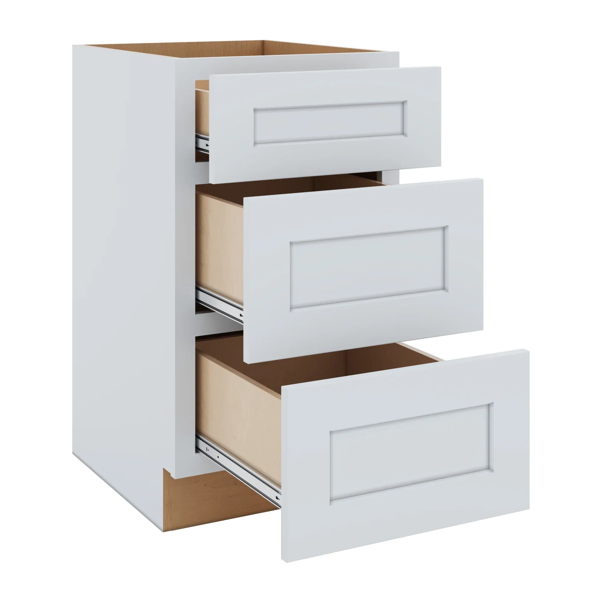 J&K White Shaker S8 Vanity 3 Drawer Base 18" W x 33" H x 21" D