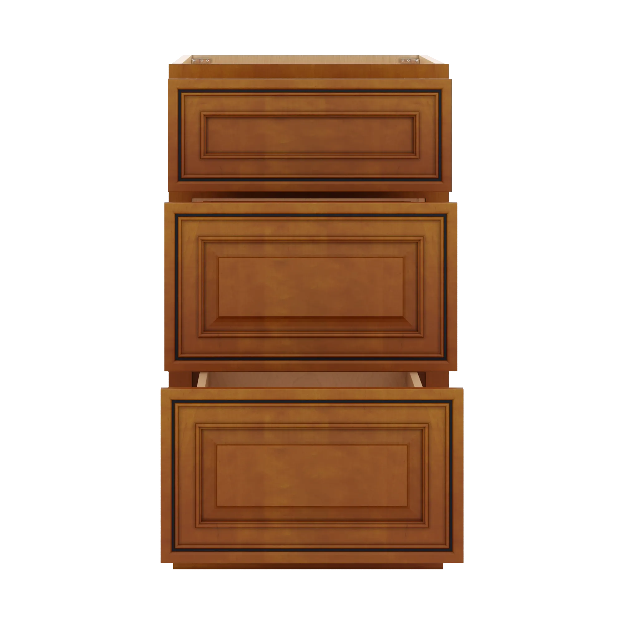 j k mocha glazed k10 vanity 3 drawer base 18 w x 33 h x 21 d