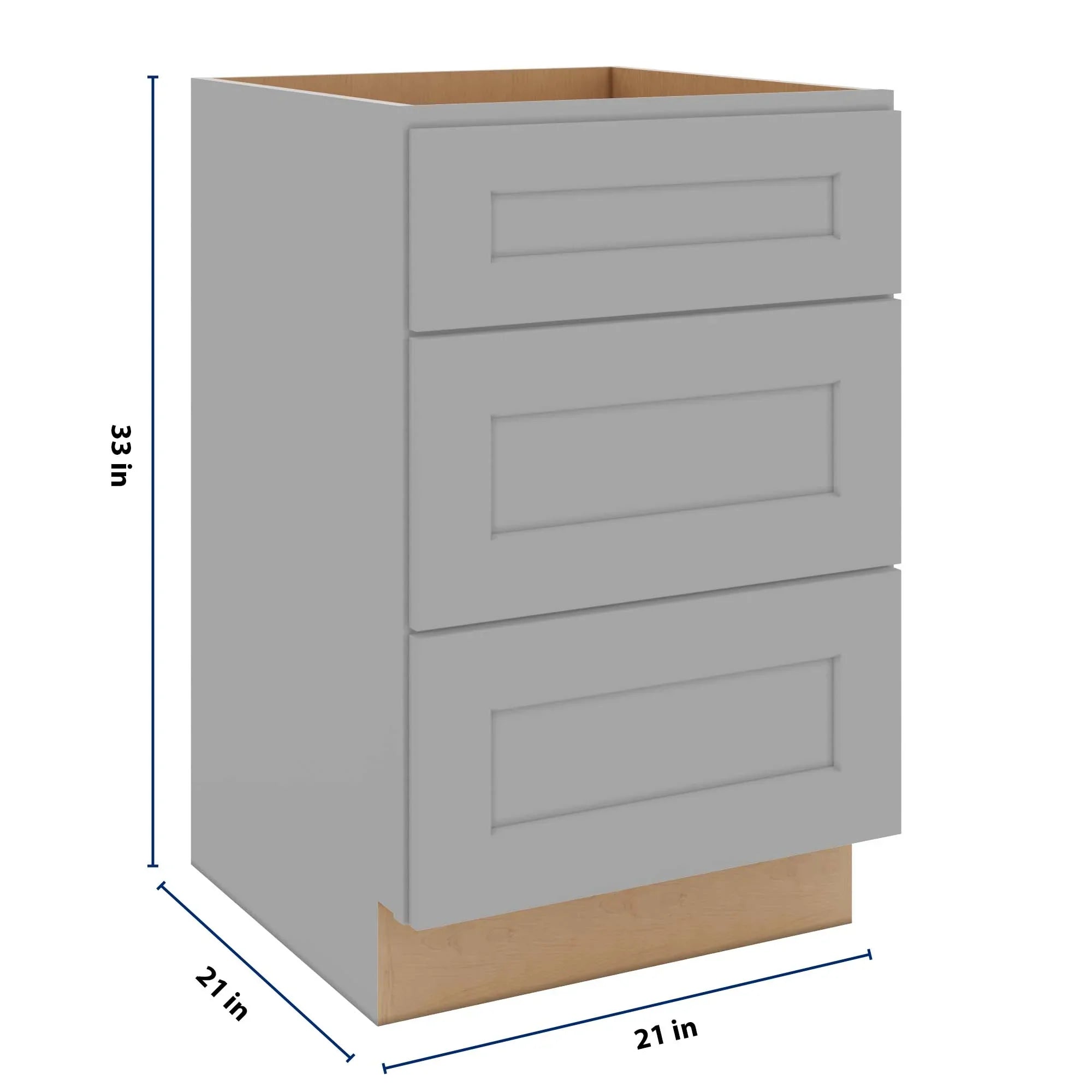 J&K Castle Grey S5 Vanity 3 Drawer Base 21" W x 33" H x 21" D