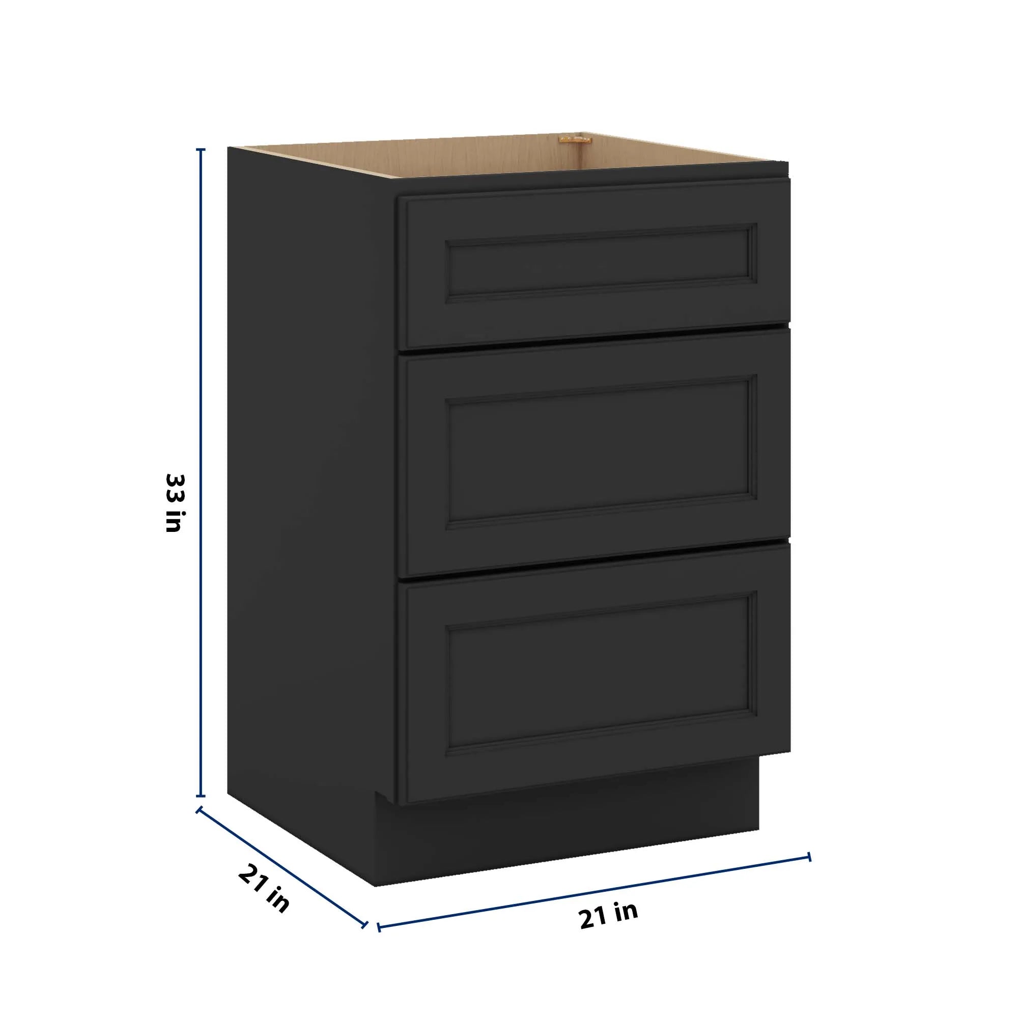 J&K Charcoal E2 Vanity 3 Drawer Base 21" W x 33" H x 21" D