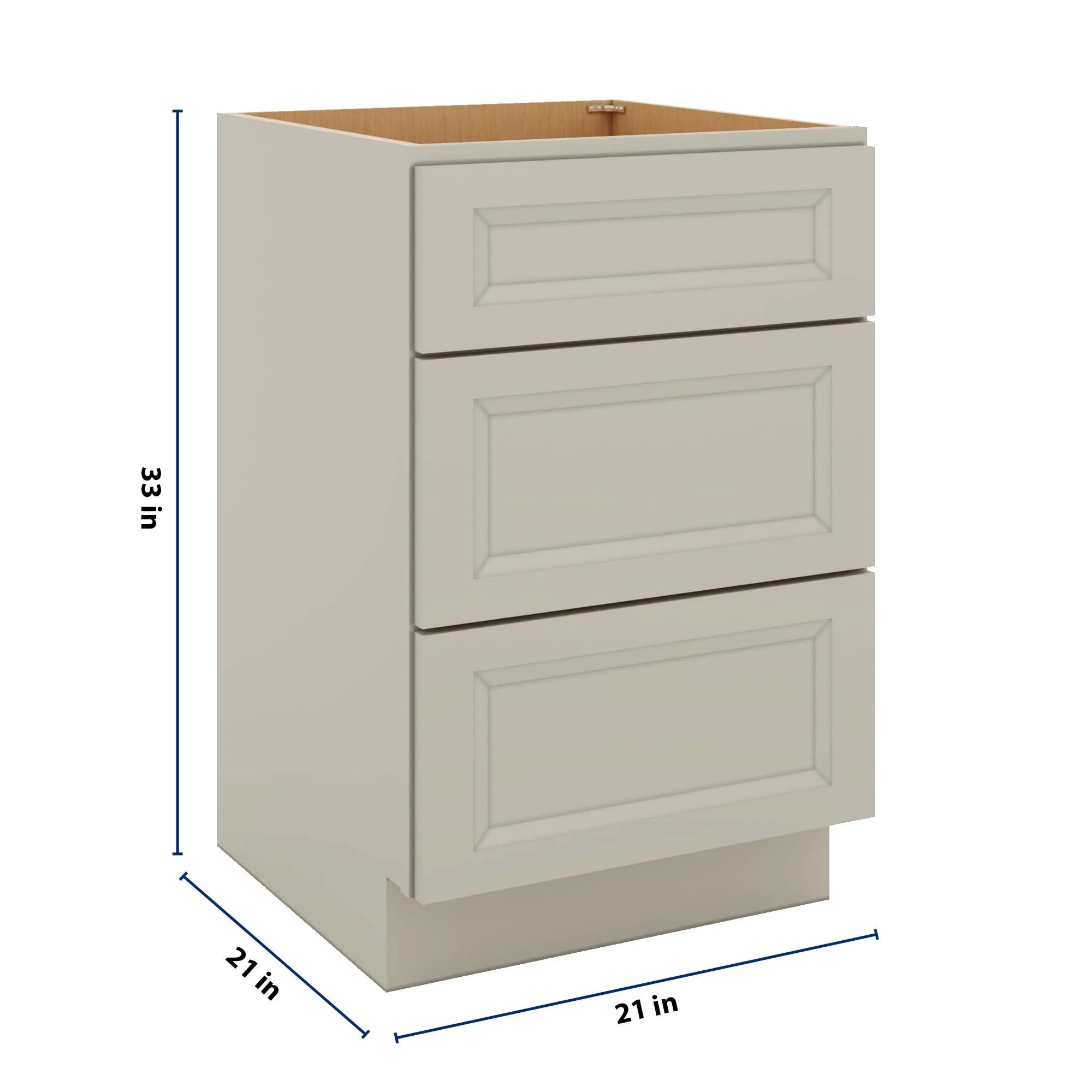 J&K Pebble B6 Vanity 3 Drawer Base 21" W x 33" H x 21" D