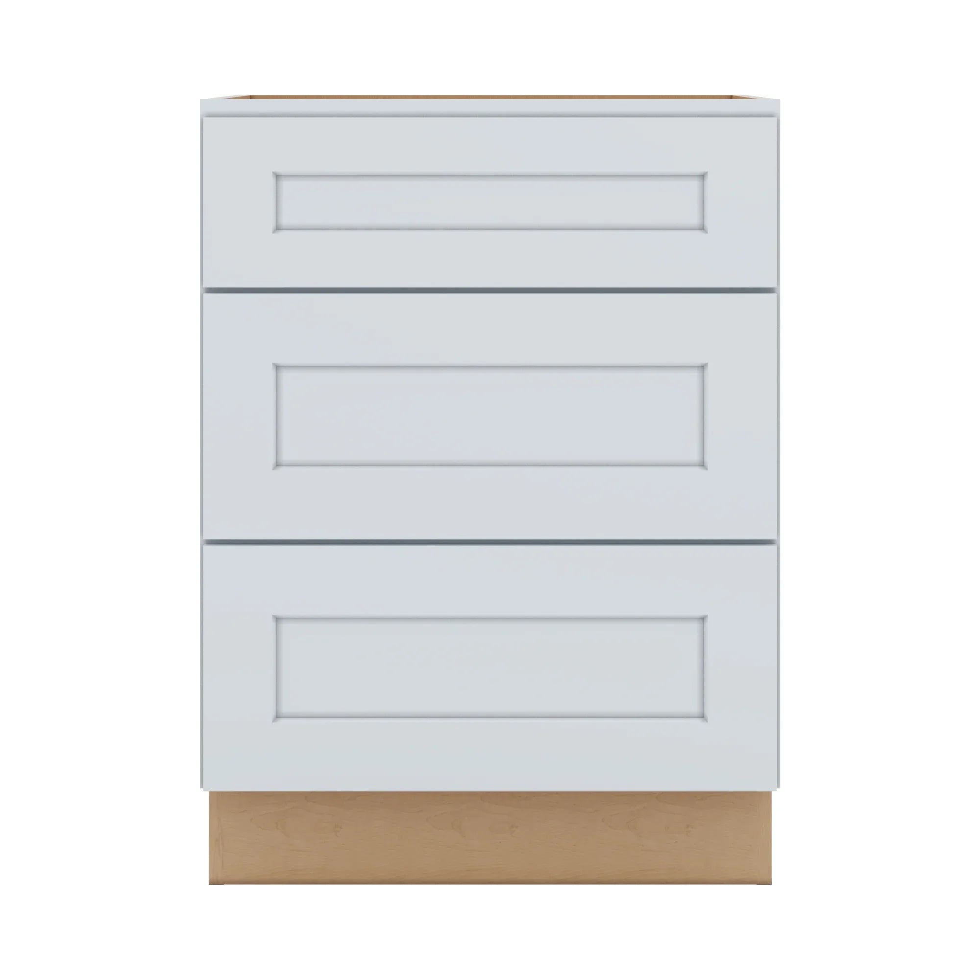 J&K White Shaker S8 Vanity 3 Drawer Base 24" W x 33" H x 21" D