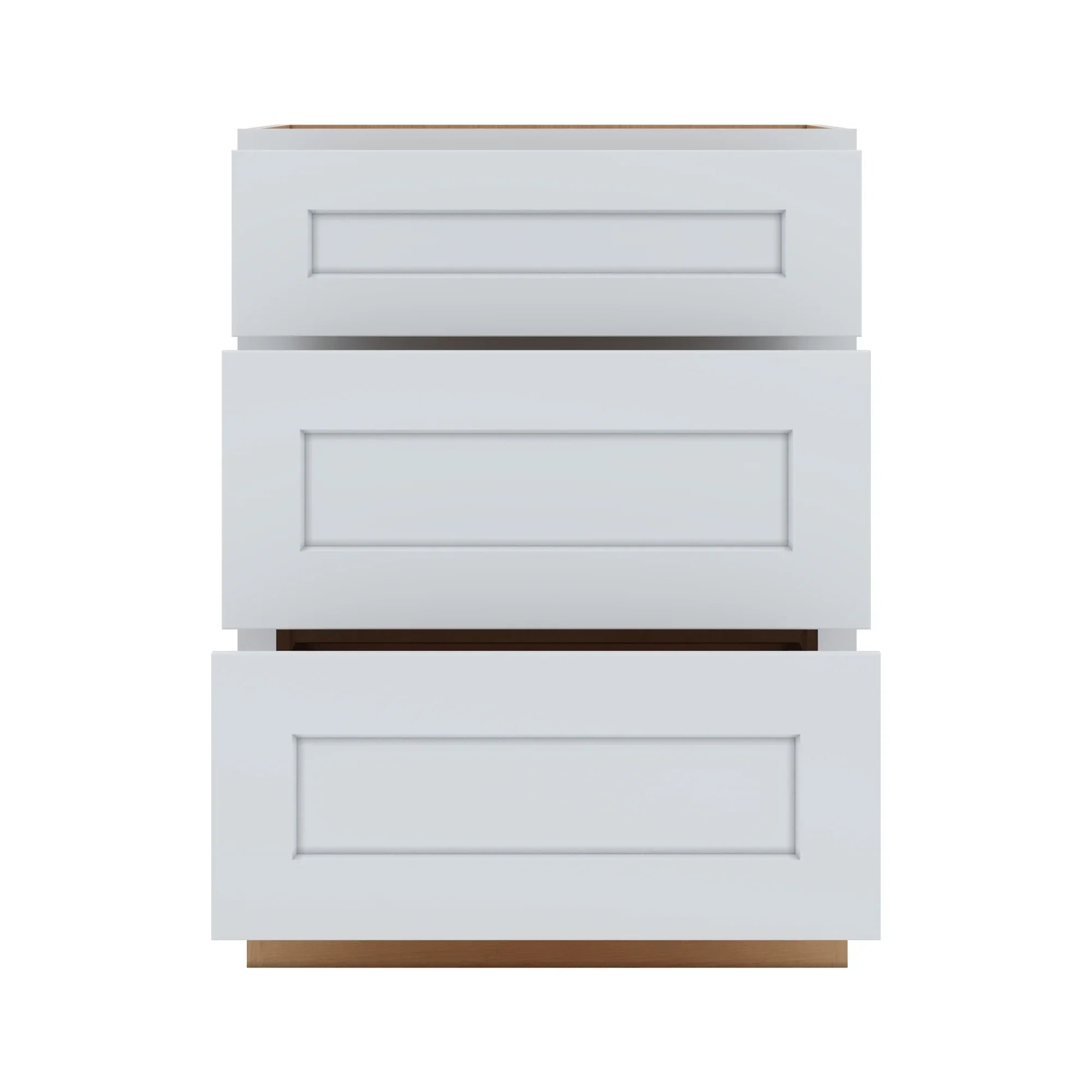 J&K White Shaker S8 Vanity 3 Drawer Base 24" W x 33" H x 21" D