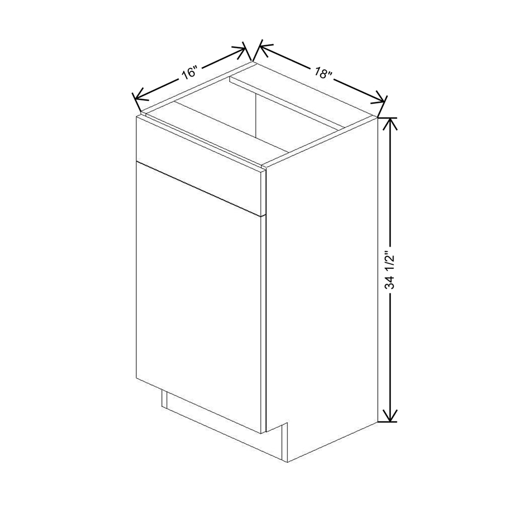 CNC Luxor Harvest 18" W X 34 1/2" H Single Door Vanity Sink Base Cabinet