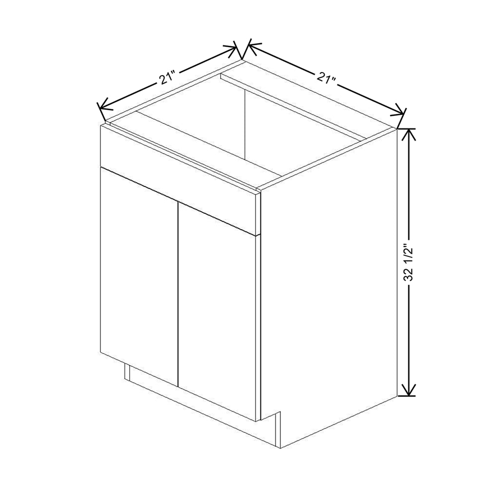 CNC Luxor White 21" W Double Door Vanity Sink Base Cabinet