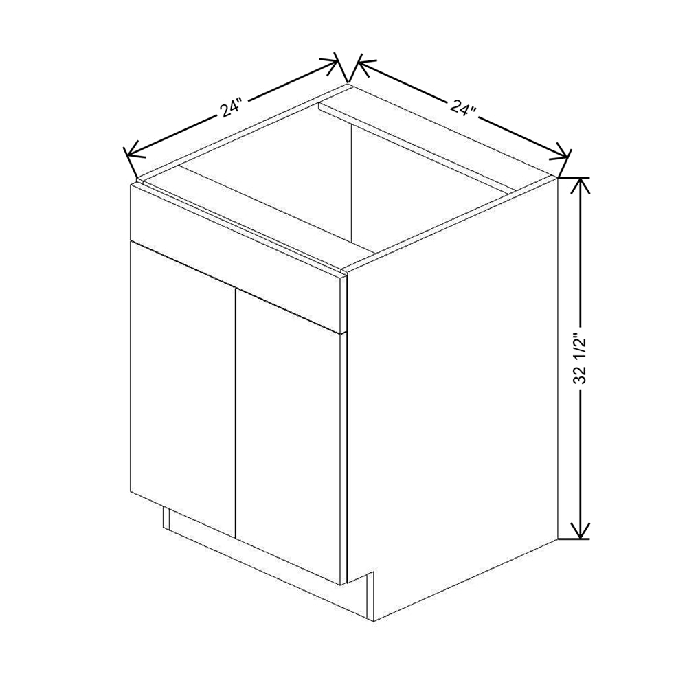 CNC Classic Milano Fossil Grey 24" W Double Door Vanity Sink Base Cabinet