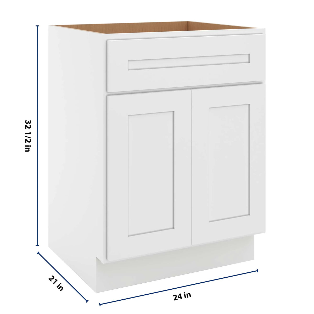 CNC Luxor 5-Piece White 24" W Double Door Vanity Sink Base Cabinet