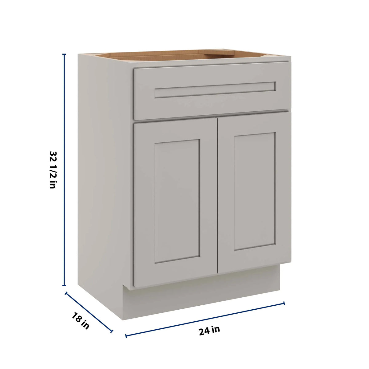 CNC Luxor 5-Piece Misty Grey 24" W X 18" H Double Door Vanity Sink Base Cabinet