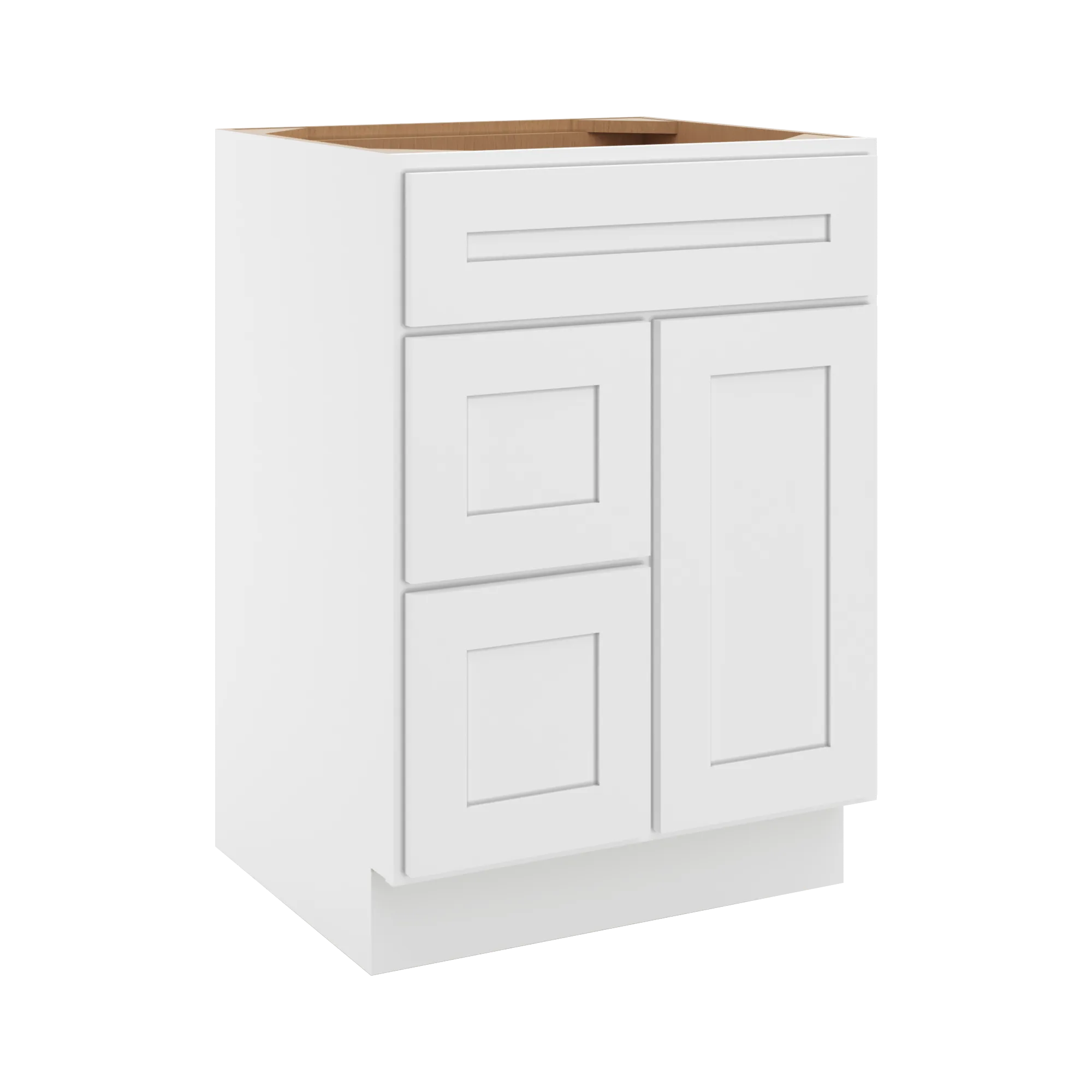 CNC Luxor 5-Piece White 24" W Single Door 2 Drawers Left Vanity Sink Base Cabinet