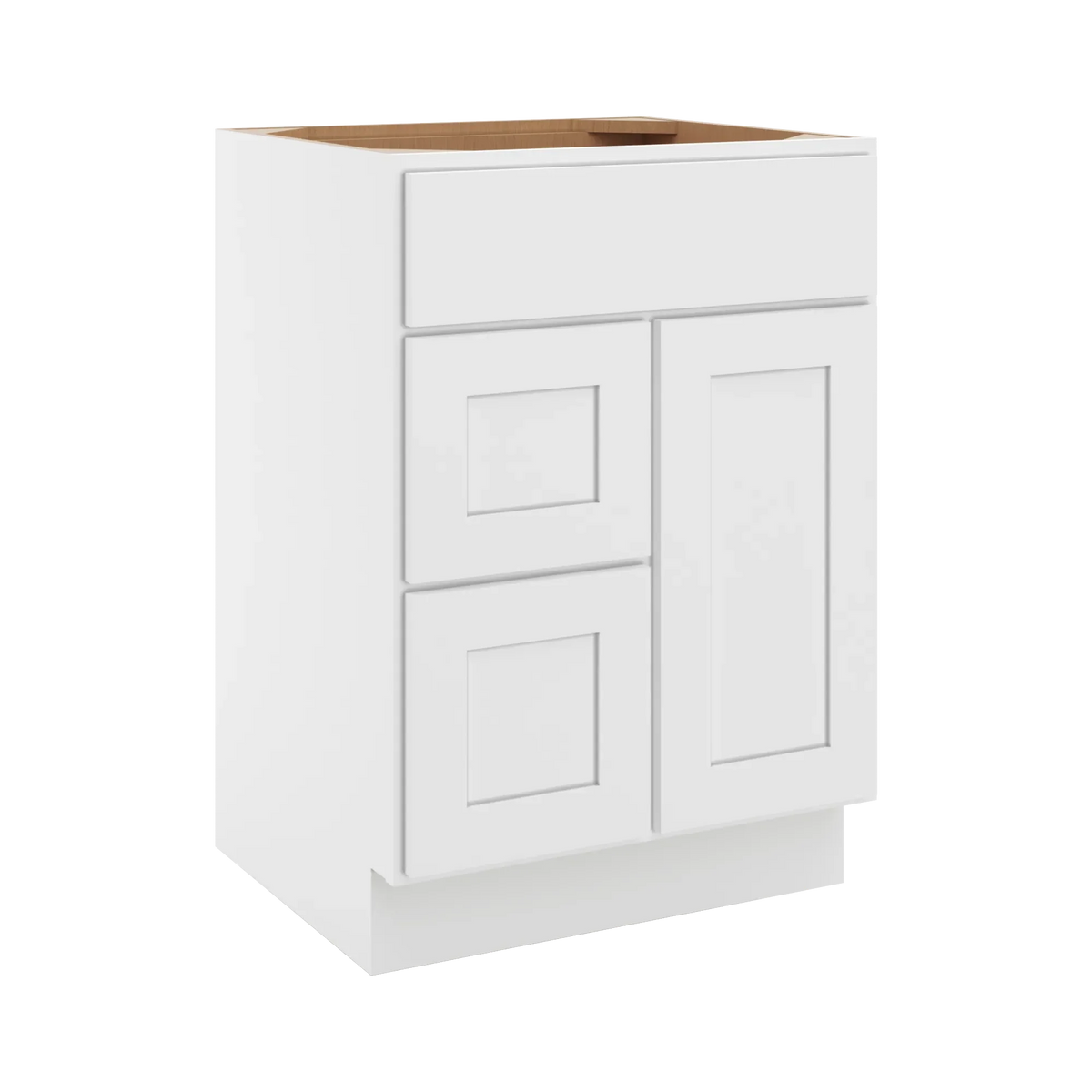 cnc luxor white 24 w single door 2 drawers left vanity sink base cabinet