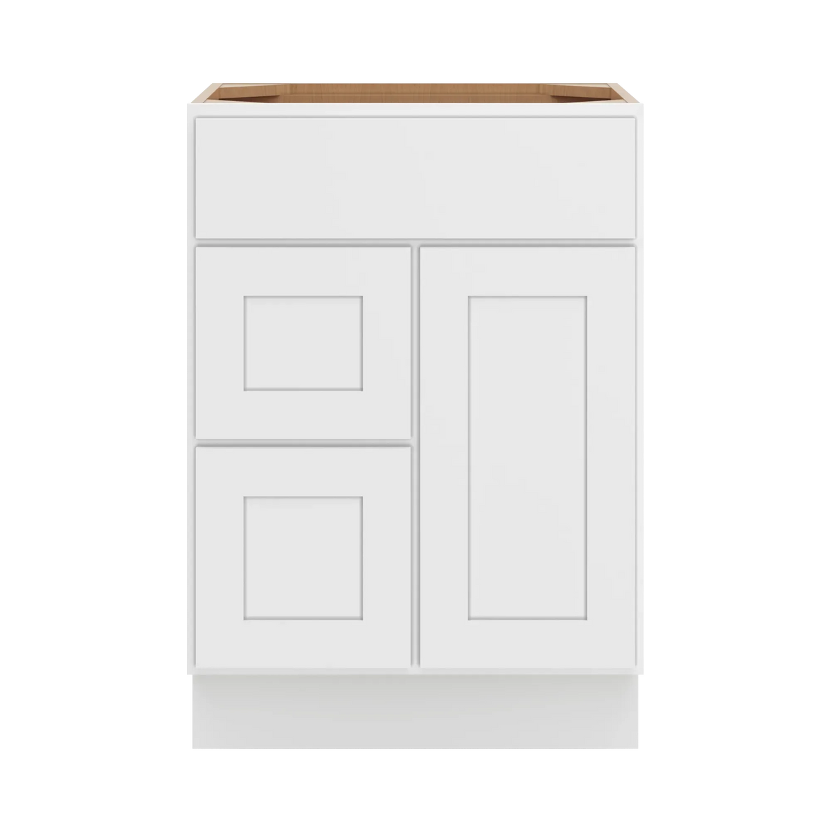 cnc luxor white 24 w single door 2 drawers left vanity sink base cabinet