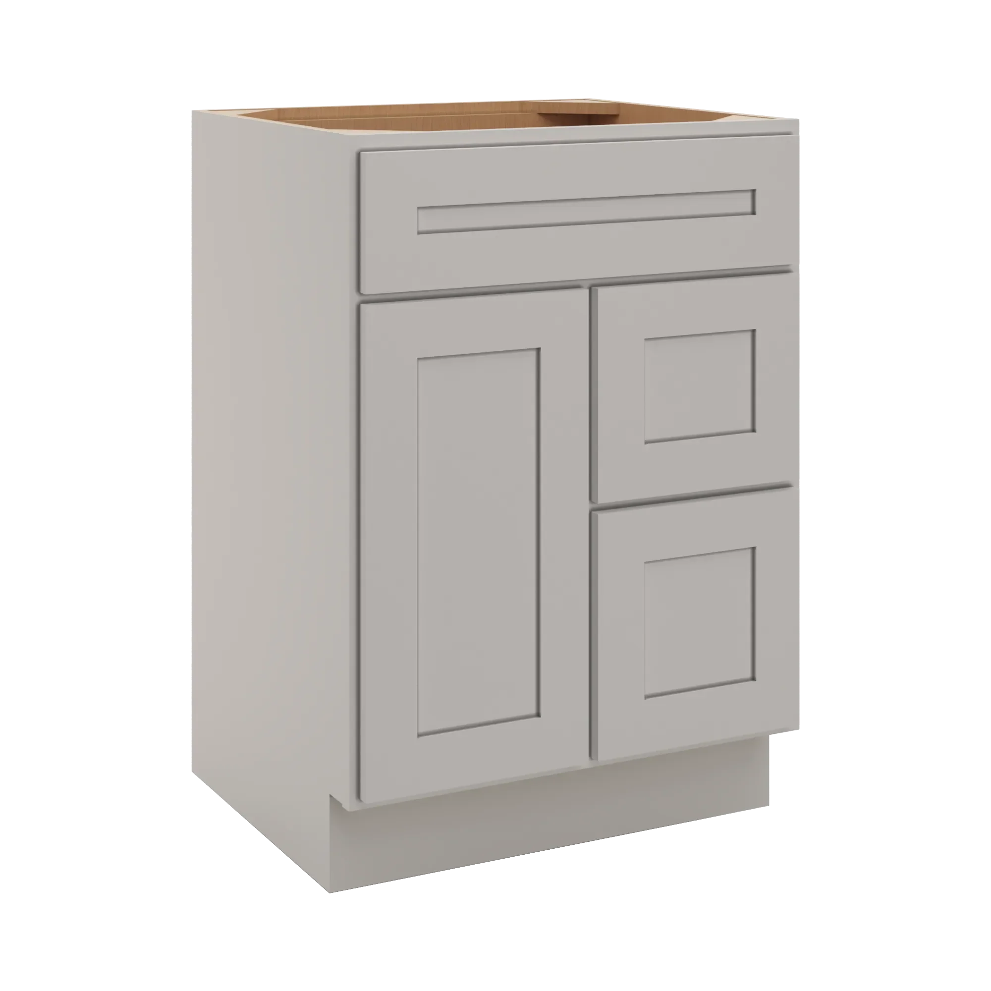 cnc luxor 5 piece misty grey 24 w single door 2 drawers right vanity sink base cabinet