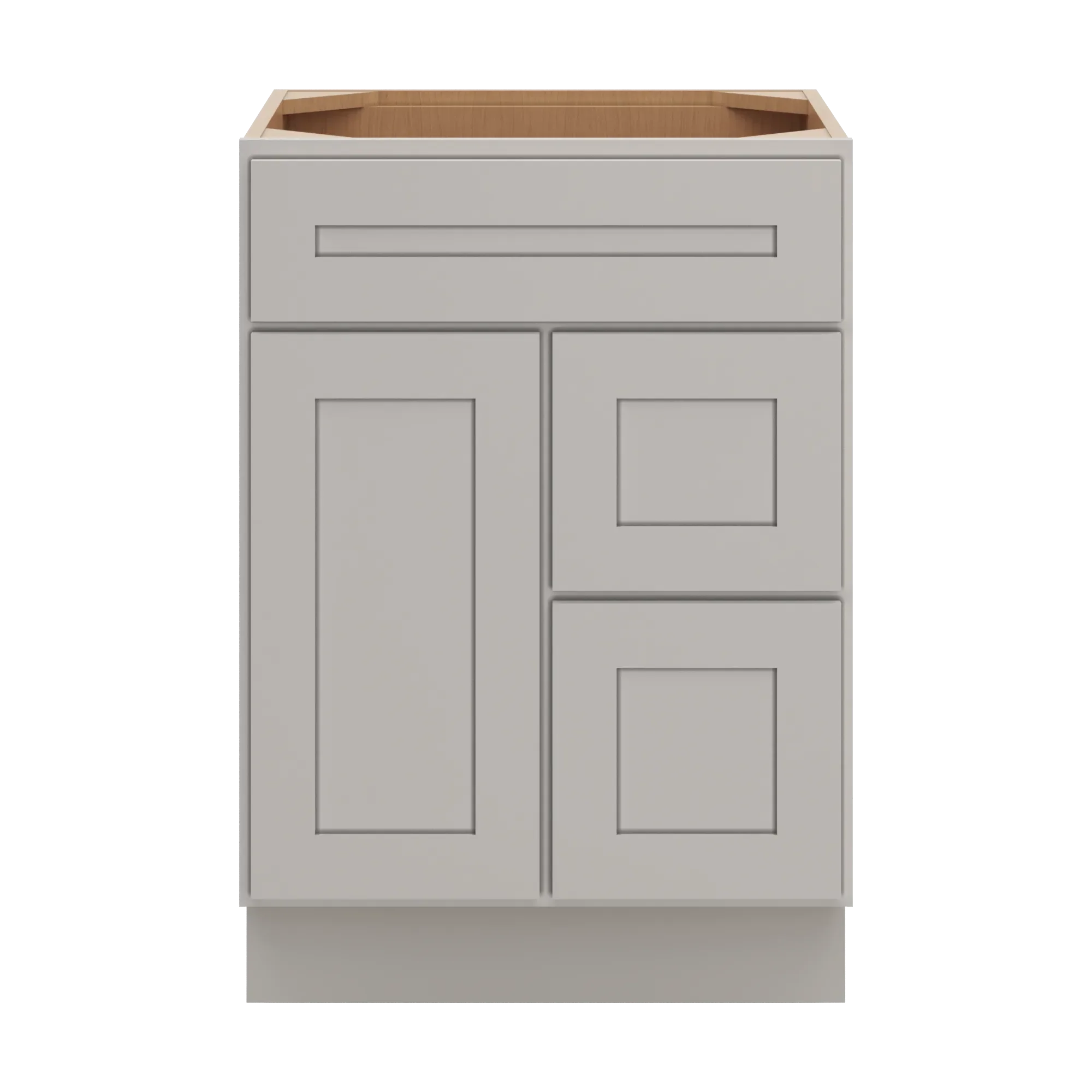 cnc luxor 5 piece misty grey 24 w single door 2 drawers right vanity sink base cabinet