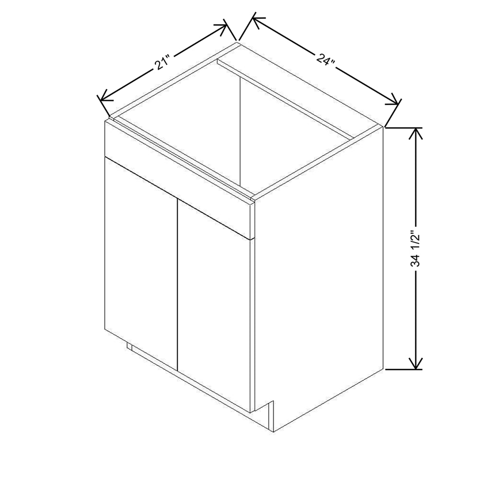 CNC Classic Milano Polar White 24" W x 34 1/2" H X 21" D Double Door Vanity Sink Base Cabinet