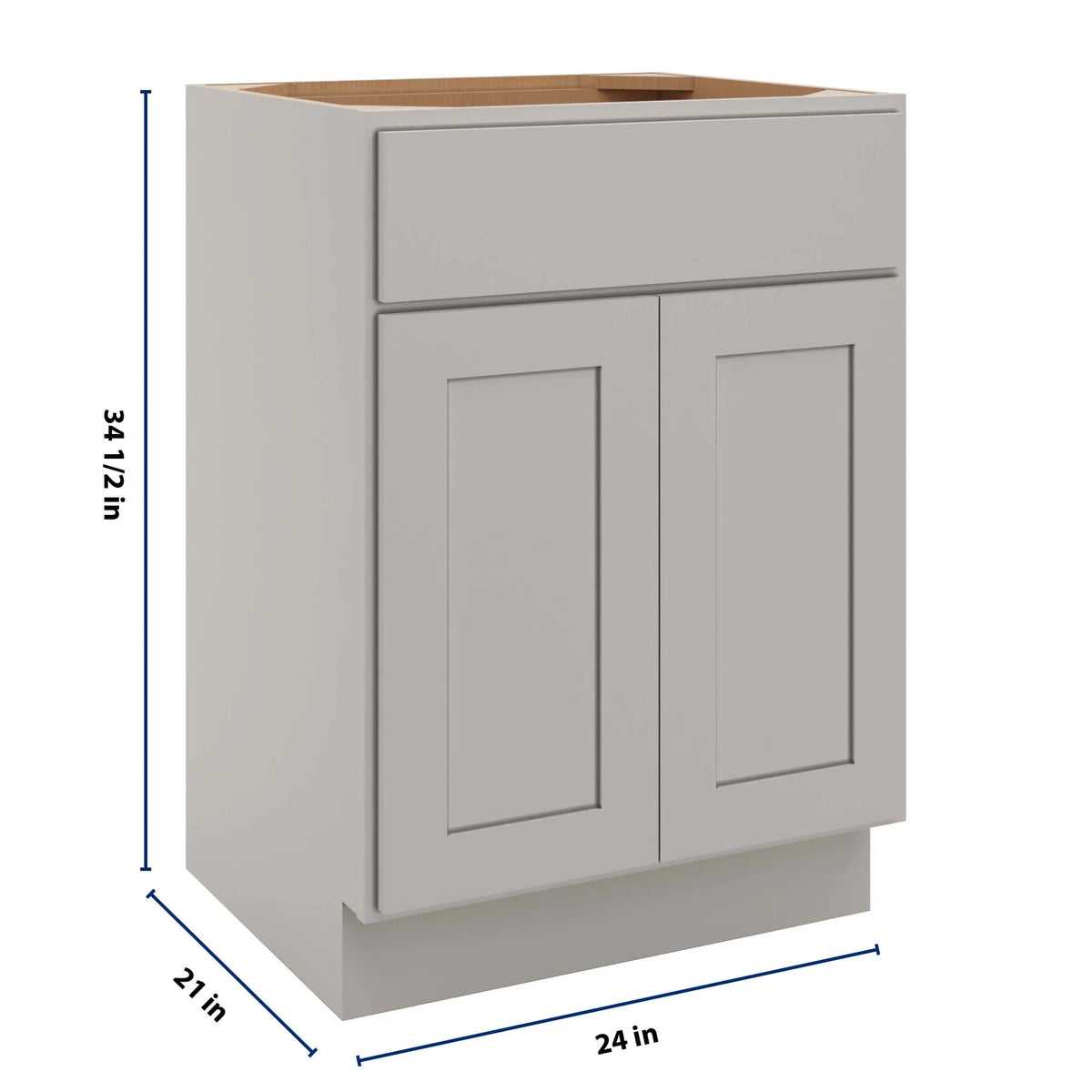 cnc luxor misty grey 24 w x 34 1 2 h x 21 d double door vanity sink base cabinet