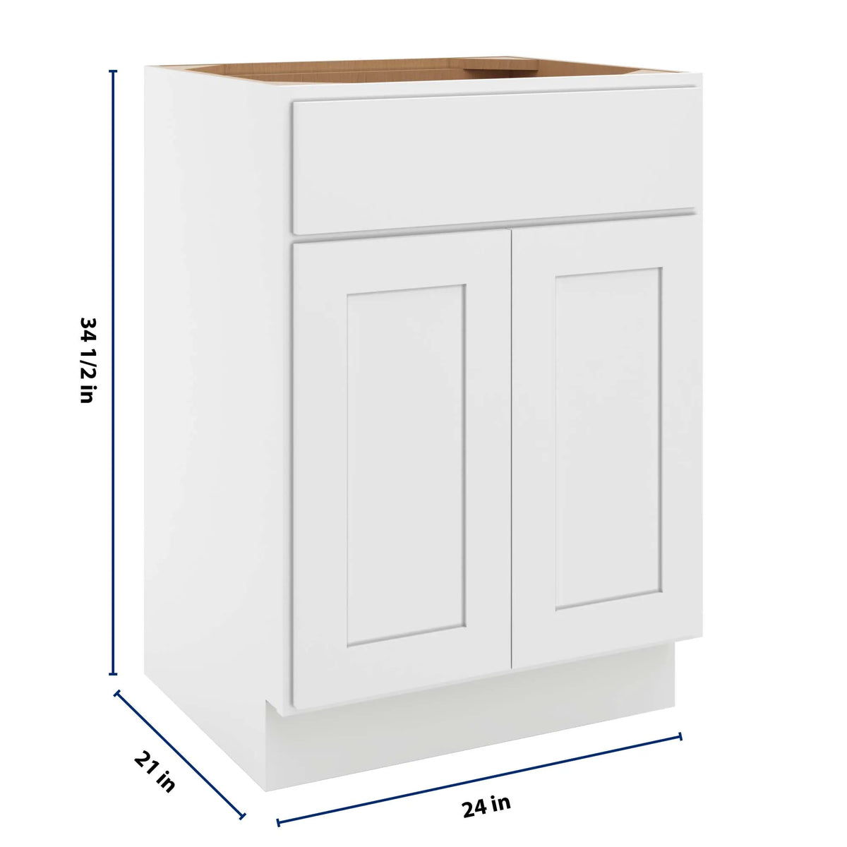 cnc luxor white 24 w x 34 1 2 h x 21 d double door vanity sink base cabinet