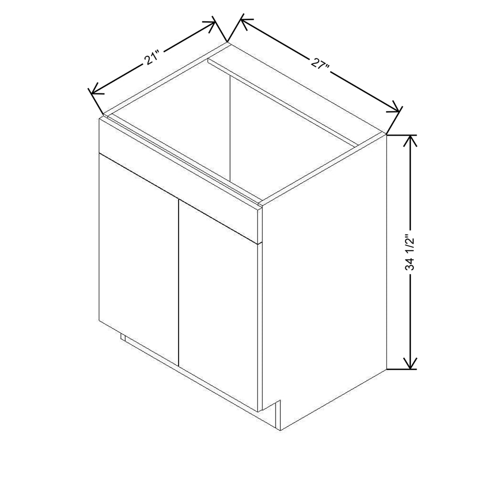 CNC Concord Elegant Smoky Grey 27" W x 34 1/2" H X 21" D Double Door Vanity Sink Base Cabinet