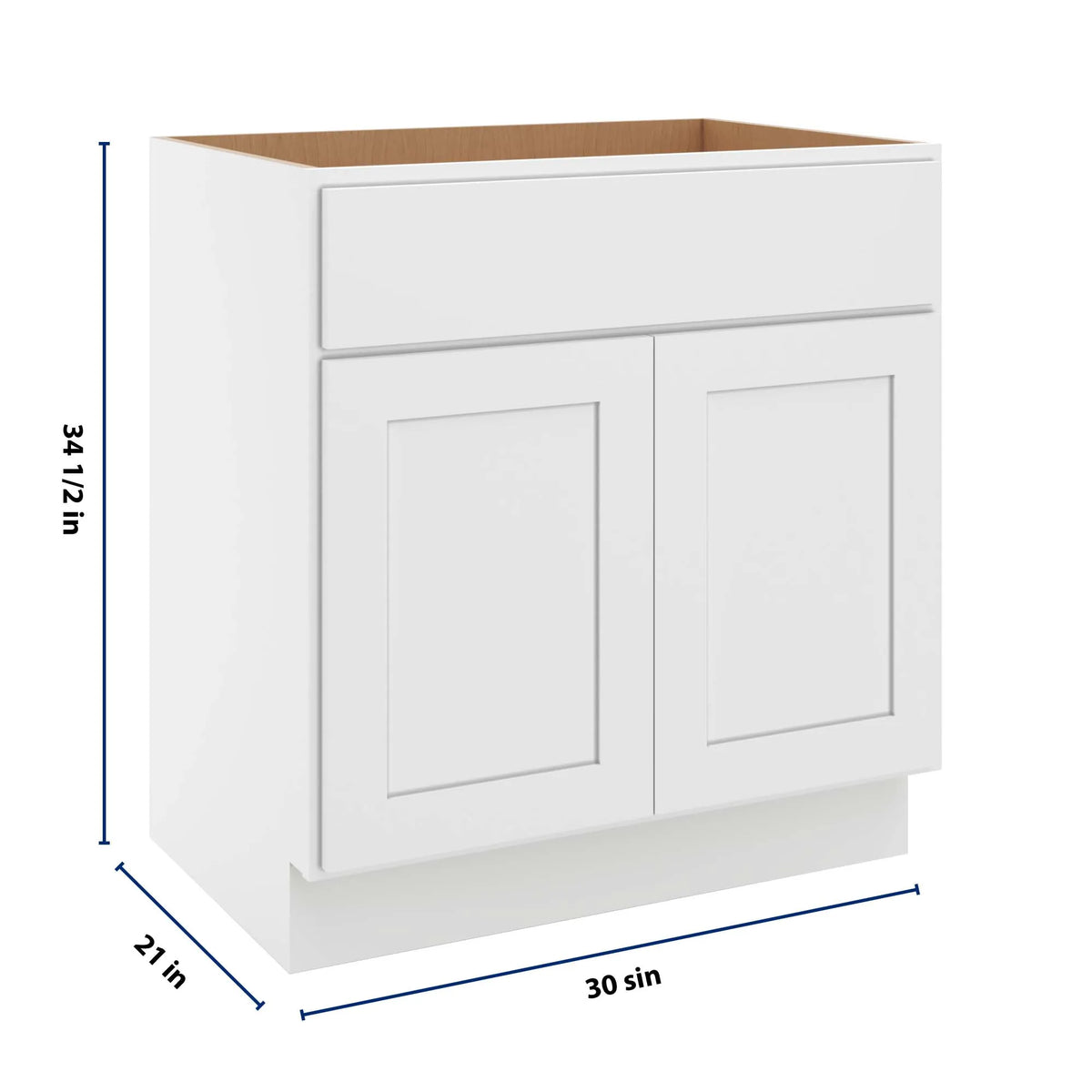 cnc luxor white 30 w double door vanity sink base cabinet
