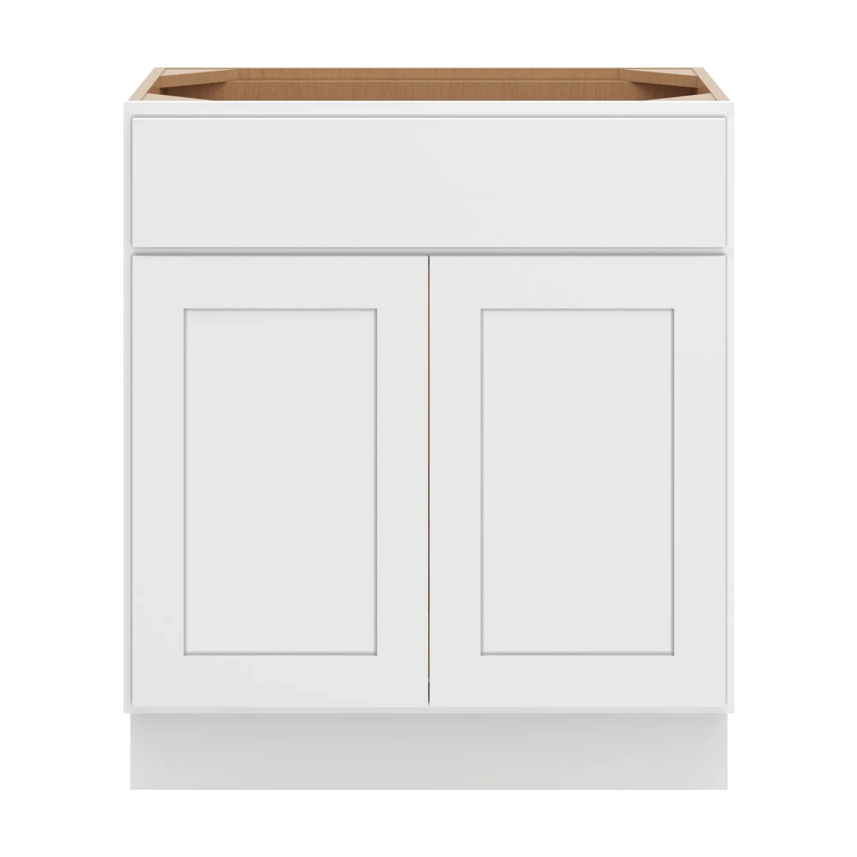 cnc luxor white 30 w x 34 1 2 h x 18 d double door vanity sink base cabinet