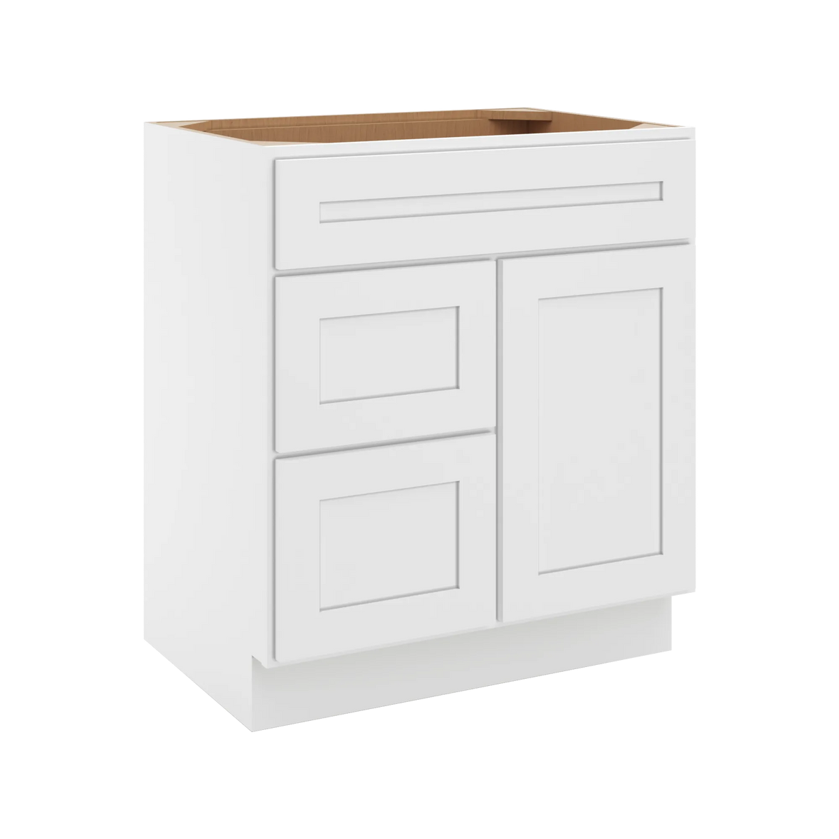 CNC Luxor 5-Piece White 30" W Single Door 2 Drawers Left Vanity Sink Base Cabinet