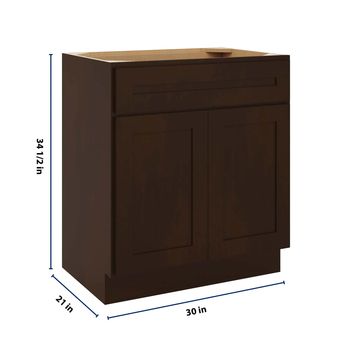 CNC Luxor 5-Piece Espresso 30" W X 34 1/2" H X 21" D Double Door Vanity Sink Base Cabinet