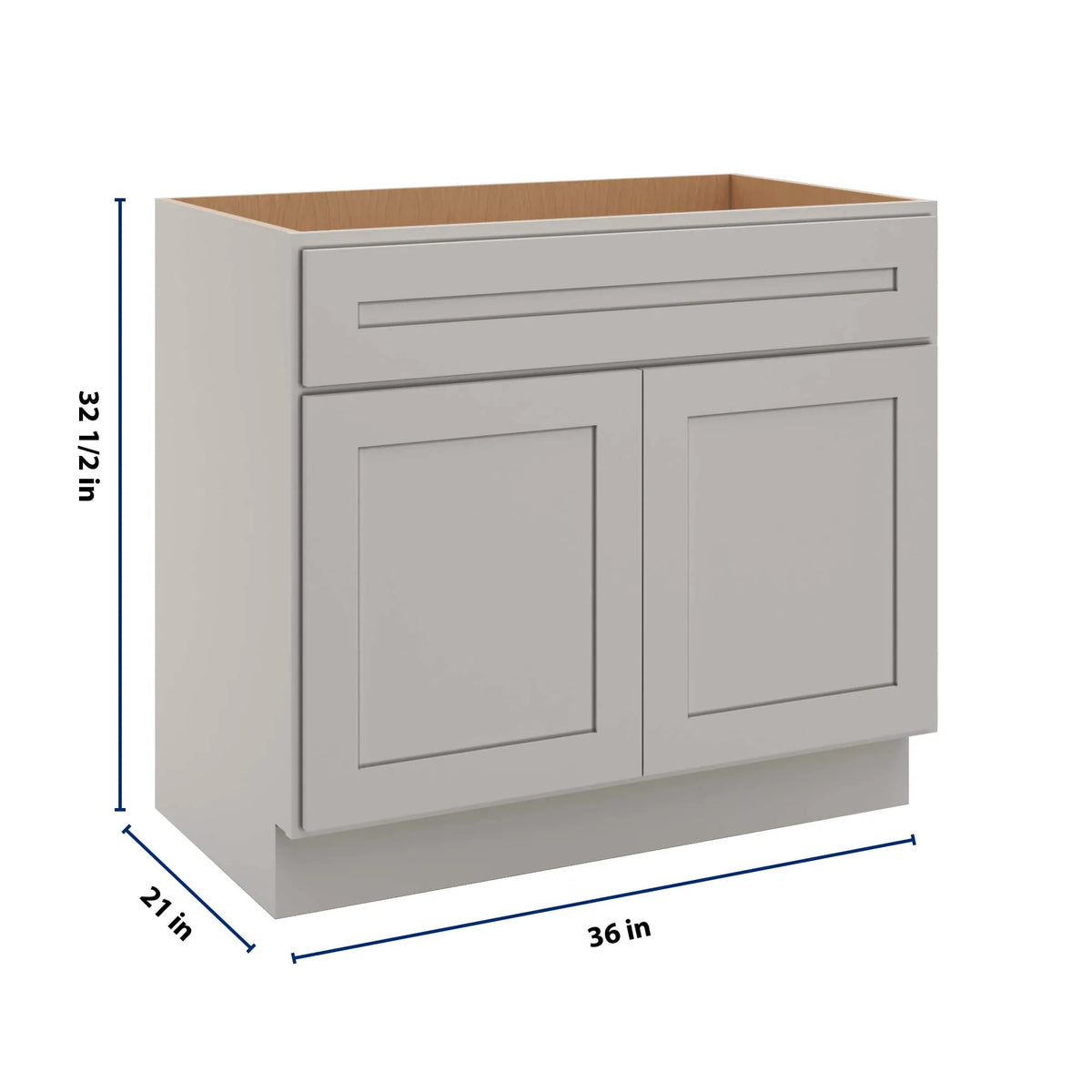 CNC Luxor 5-Piece Misty Grey 36" W Double Door Vanity Sink Base Cabinet