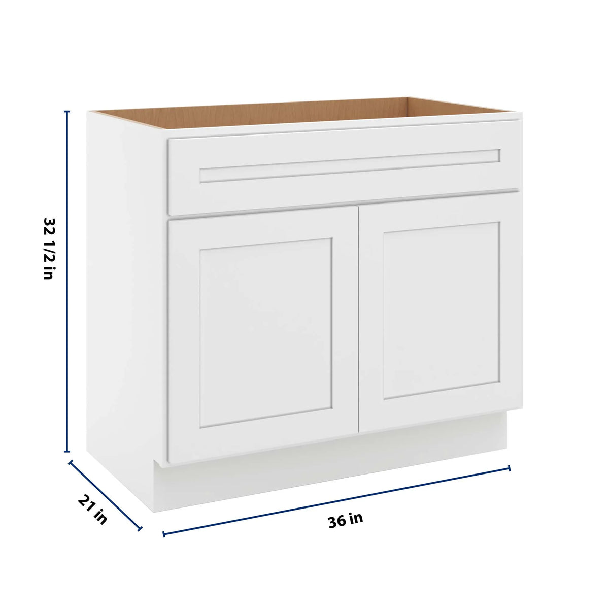 CNC Luxor 5-Piece White 36" W Double Door Vanity Sink Base Cabinet