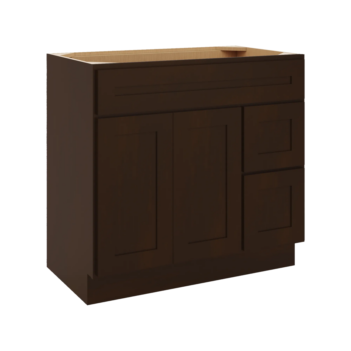 CNC Luxor 5-Piece Espresso 36" W Double Door 2 Drawers Right Vanity Sink Base Cabinet