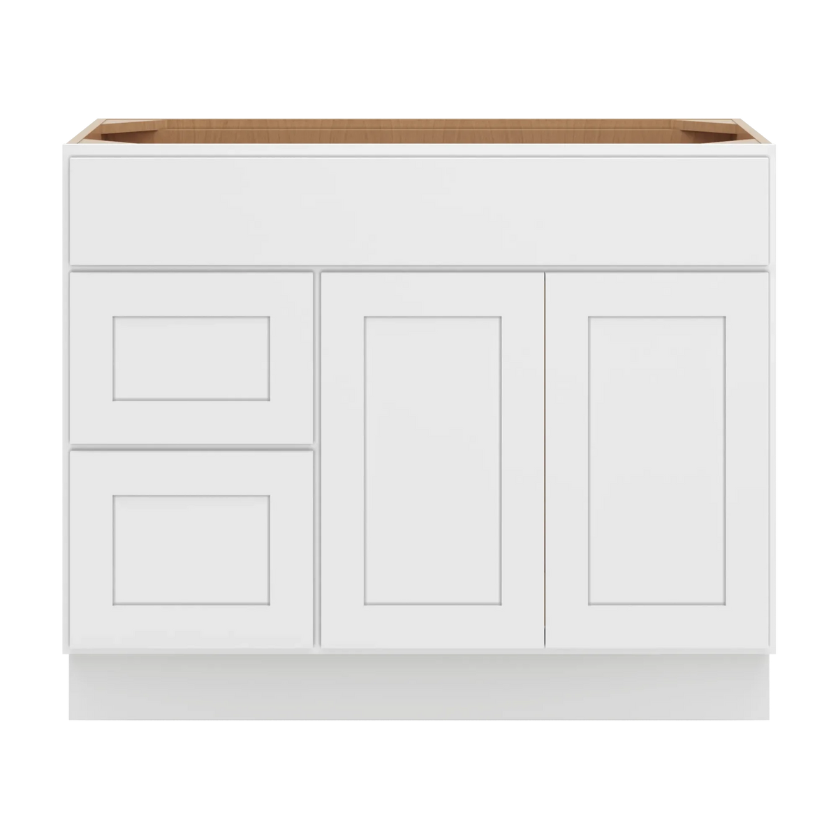 cnc luxor white 42 w double door 2 drawers left vanity sink base cabinet