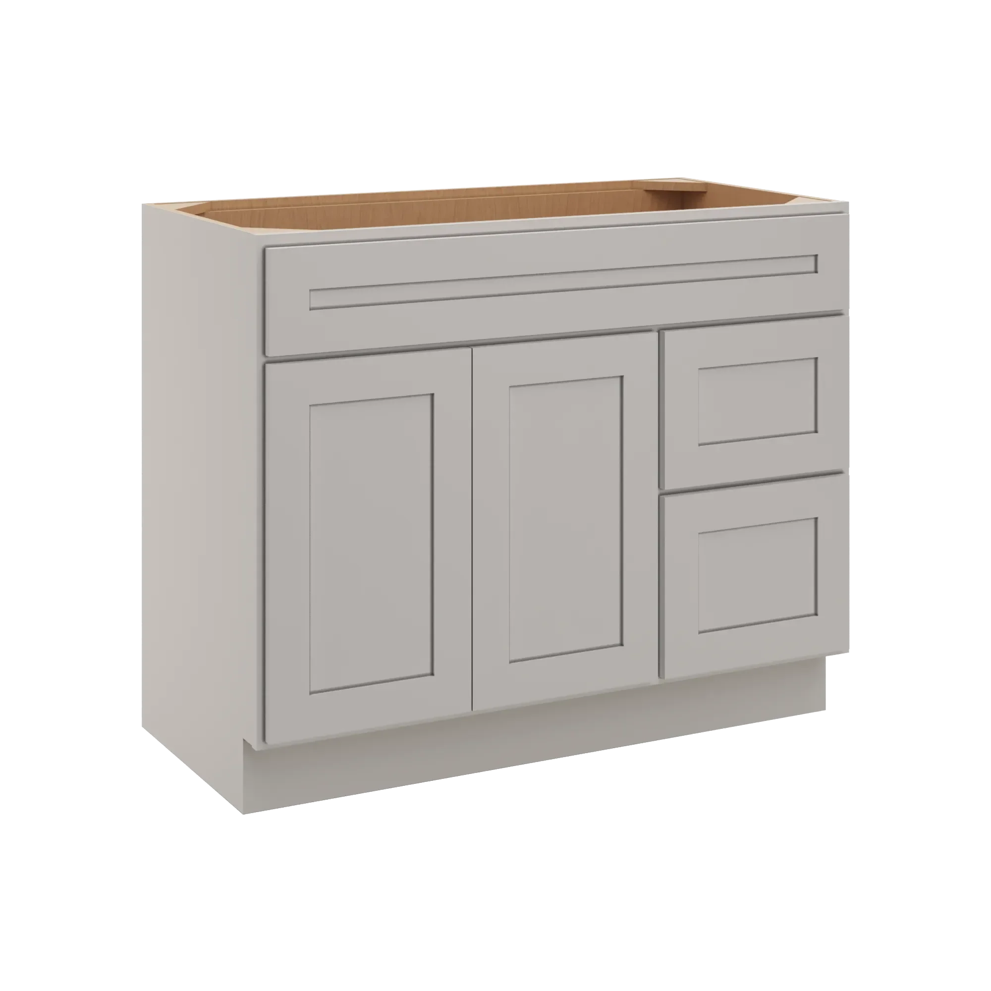 cnc luxor 5 piece misty grey 42 w double door 2 drawers right vanity sink base cabinet