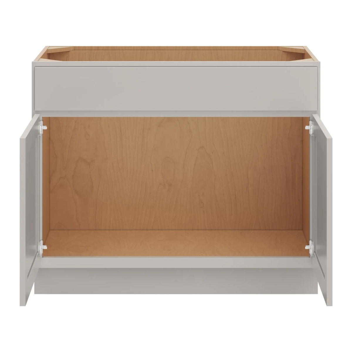 cnc luxor misty grey 42 w x 34 1 2 h x 21 d double door vanity sink base cabinet